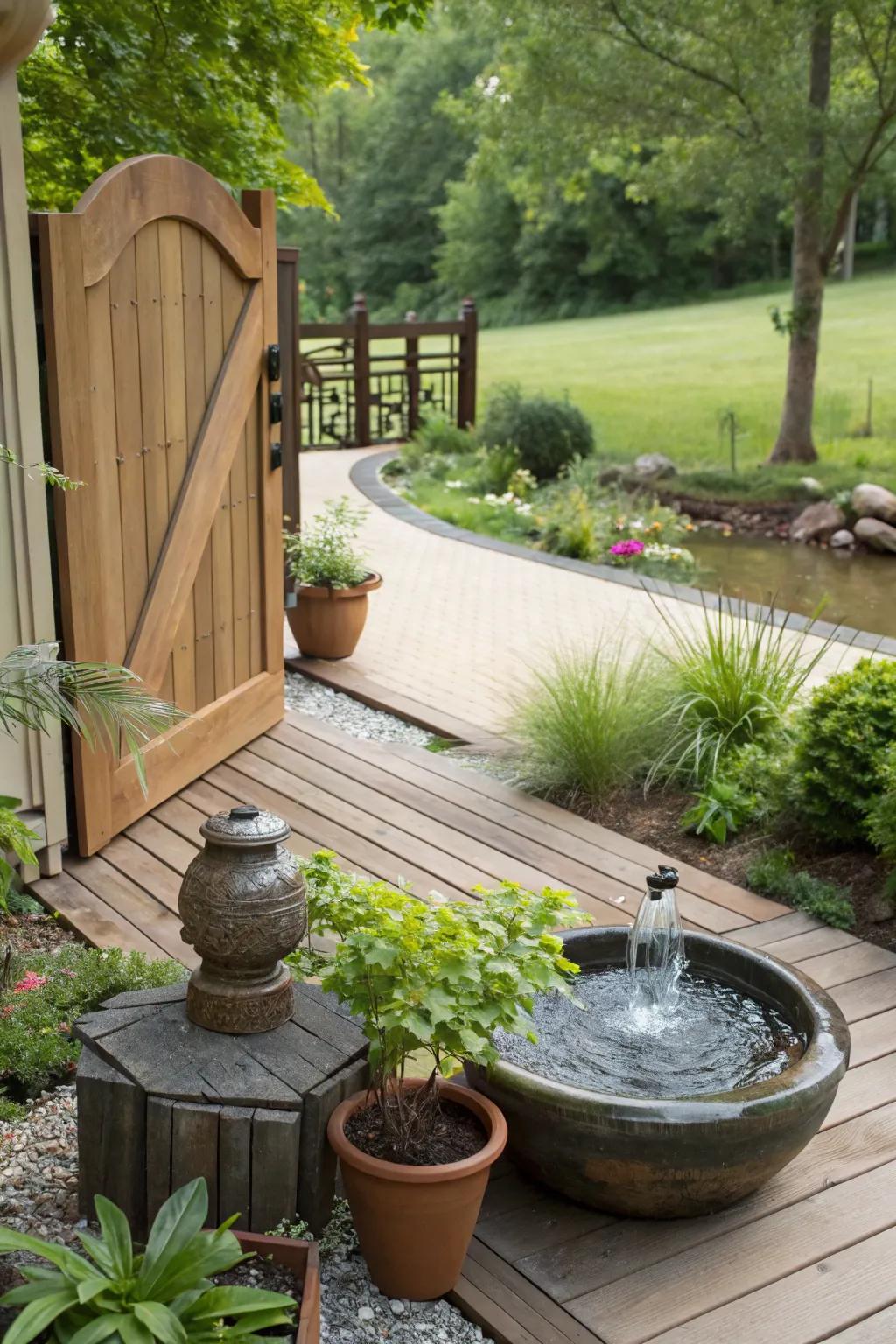 A water feature brings tranquility and charm to your outdoor space.