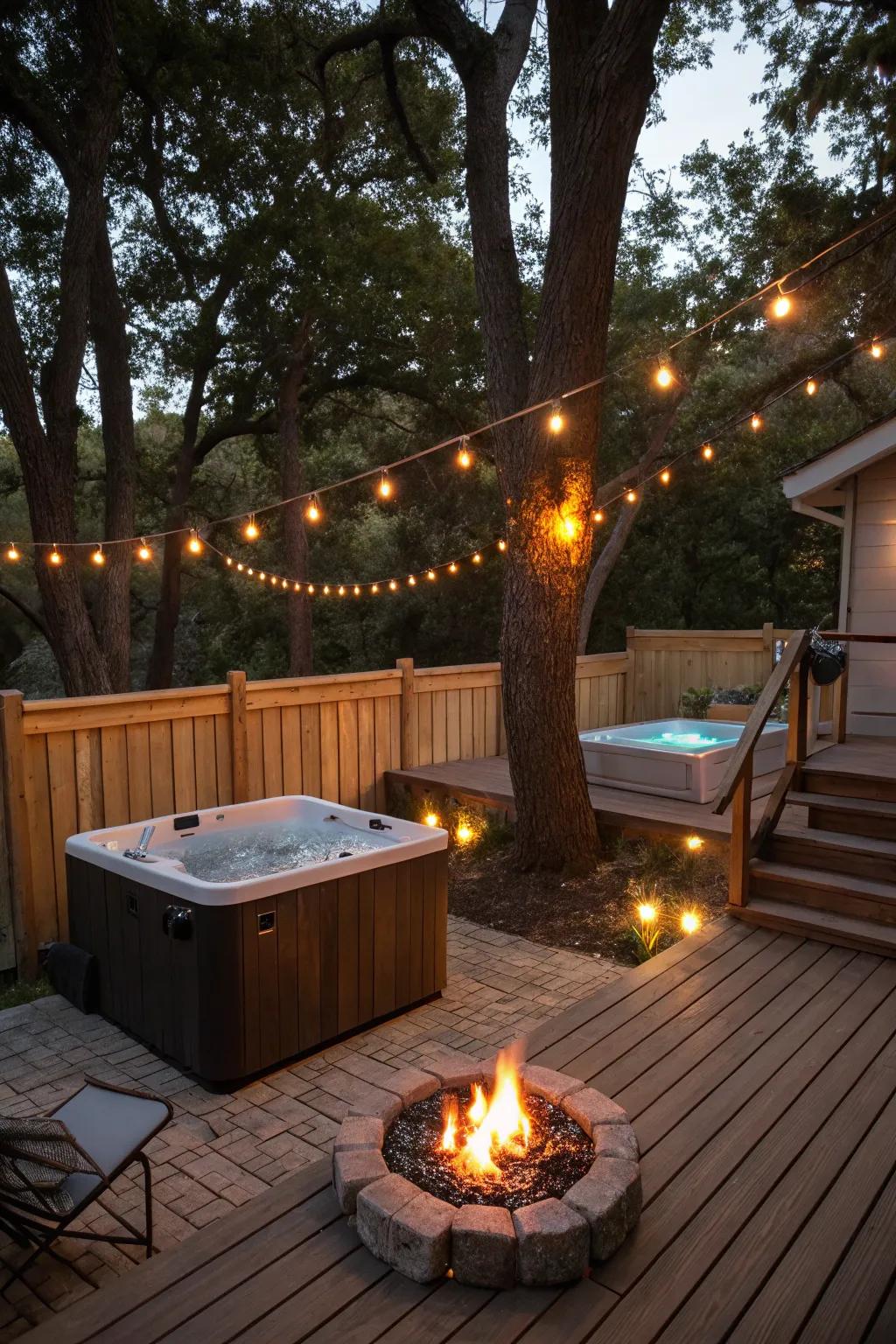 With a hot tub and fire pit combination, you can enjoy the calming effects of fire and water.