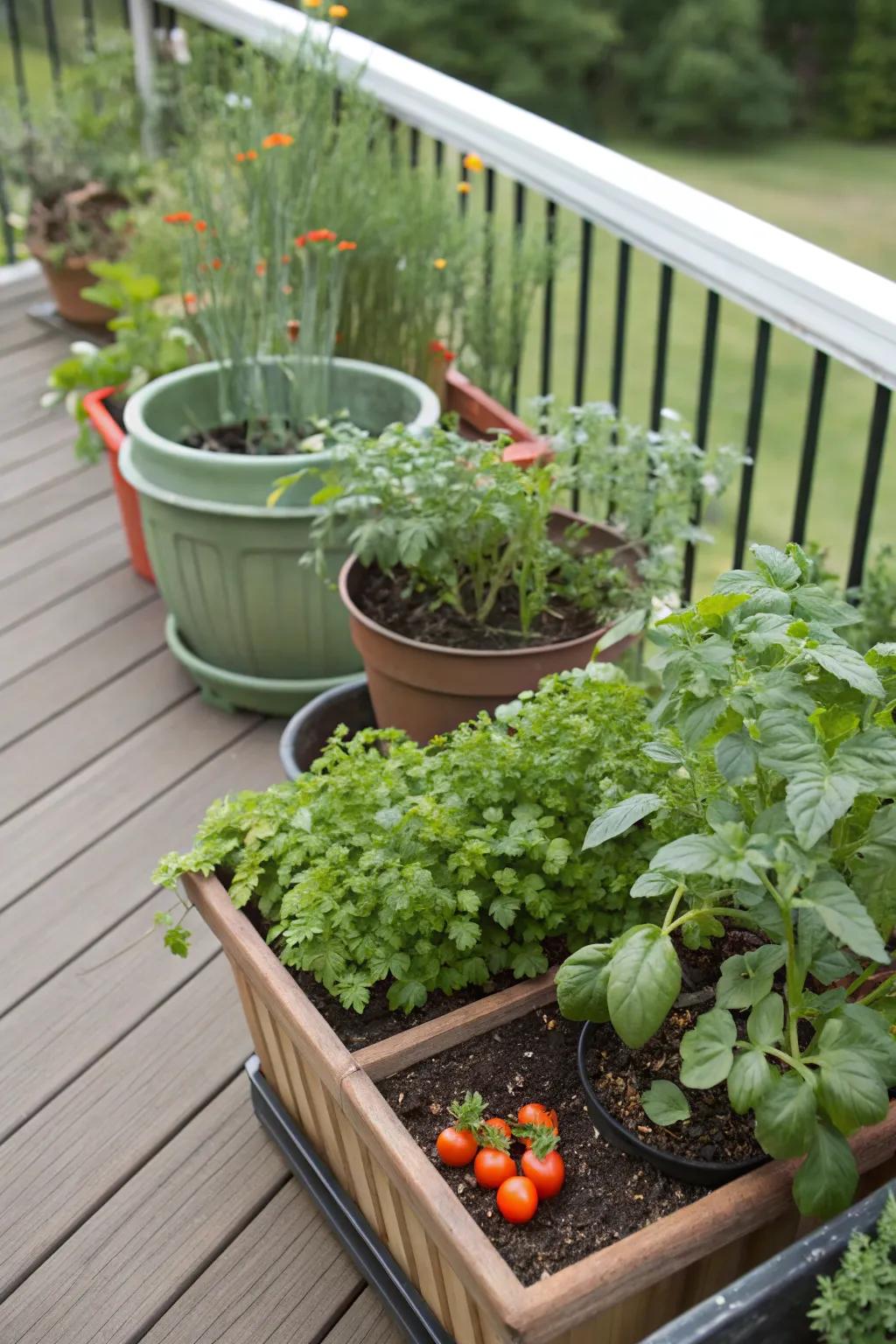 Edible gardens merge function with flavor on your deck.