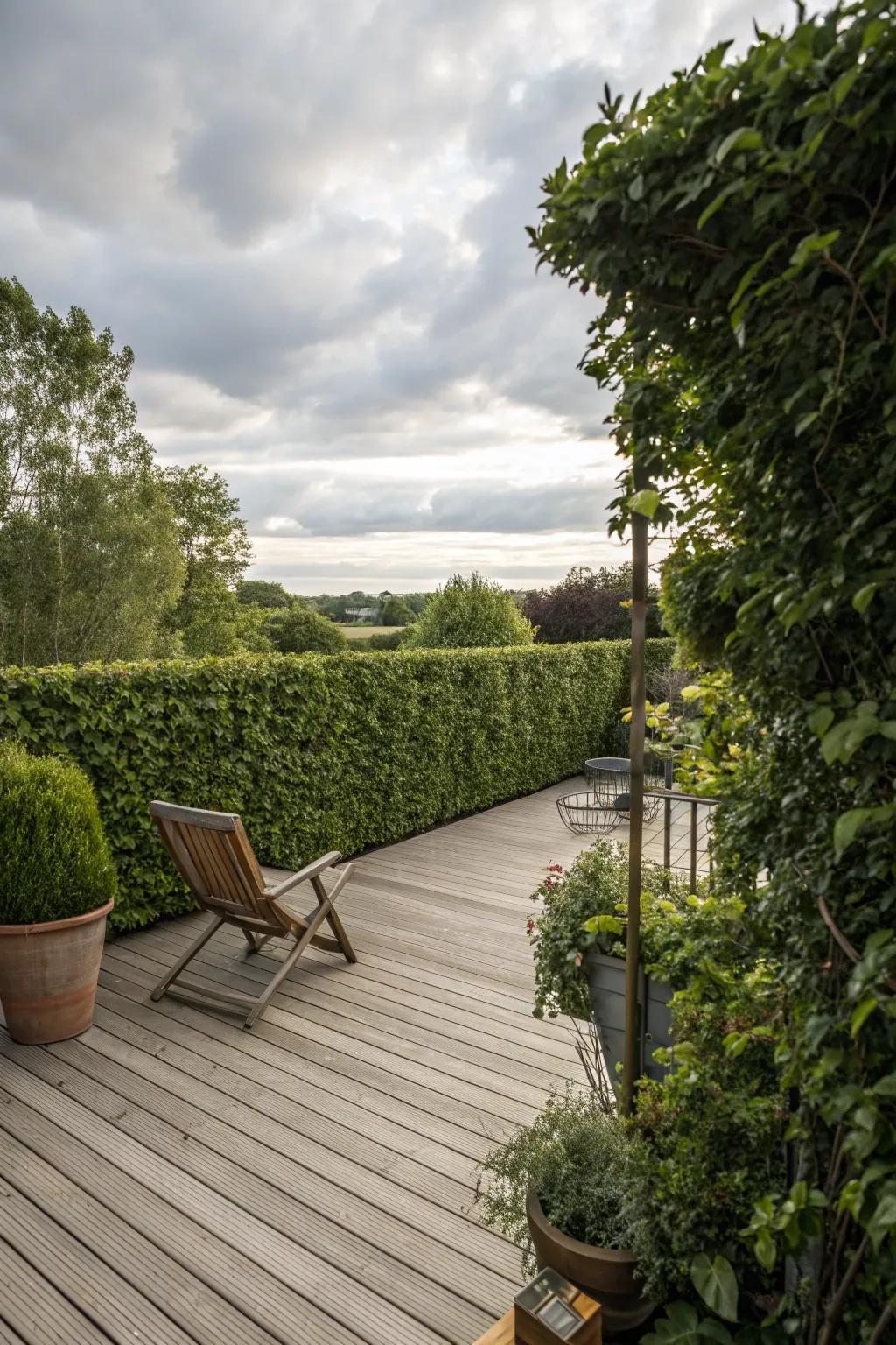 Embrace natural beauty using a brushwood screen.