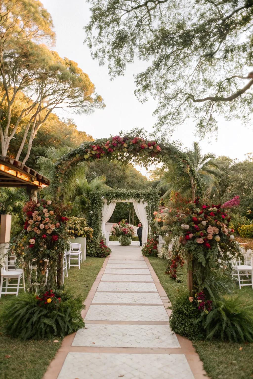 Lush greenery adding beauty and freshness to a wedding venue.