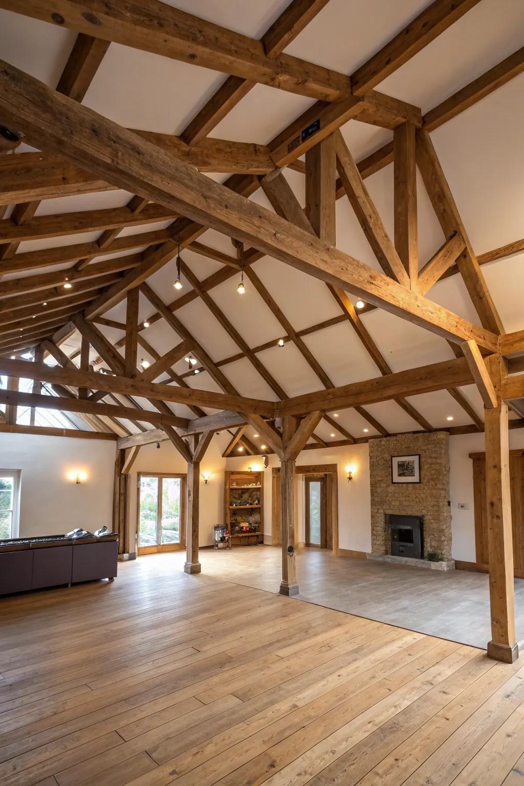 While preserving flow, beams efficiently divide open spaces.