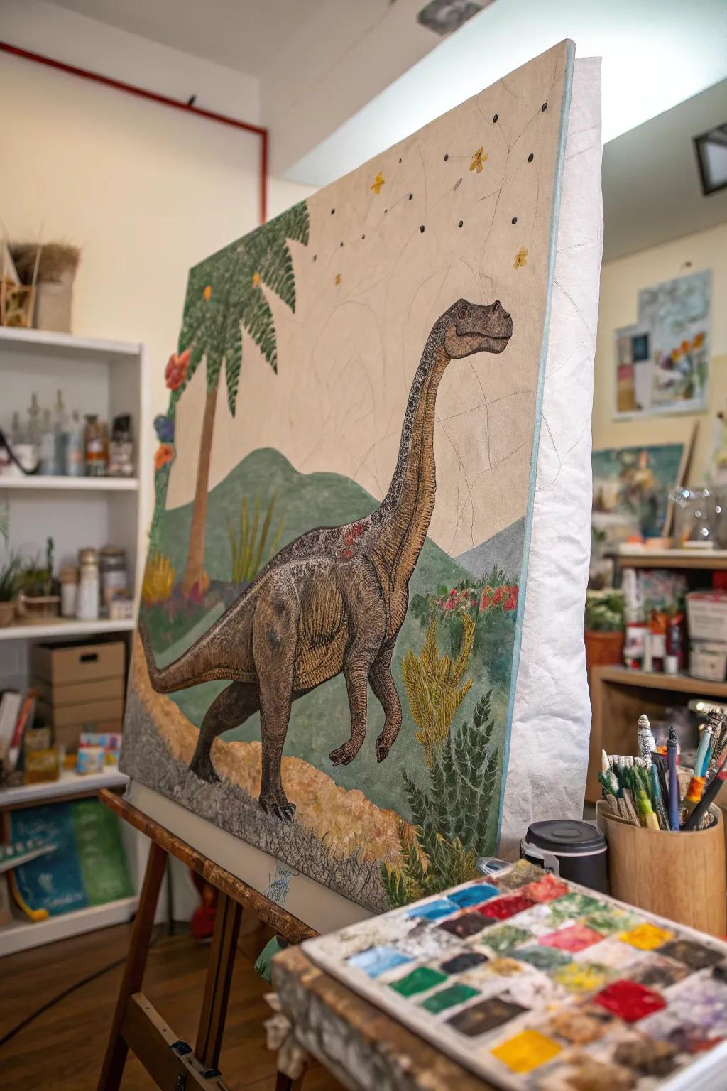 Richly textured dinosaur creation using blended elements