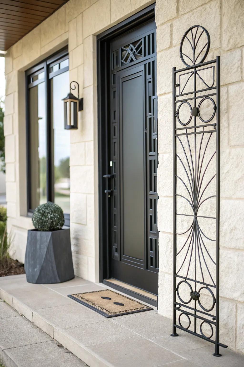 Add modern elegance with a minimalist metal sculpture.
