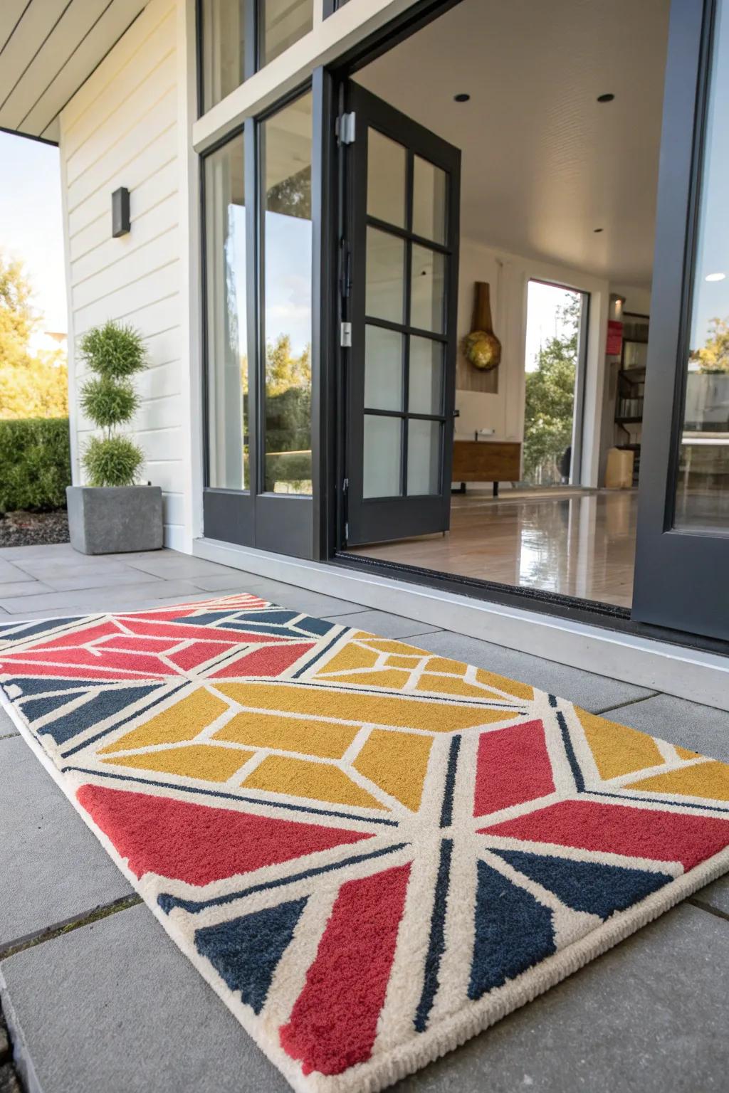 Geometric doormats add a striking and modern touch