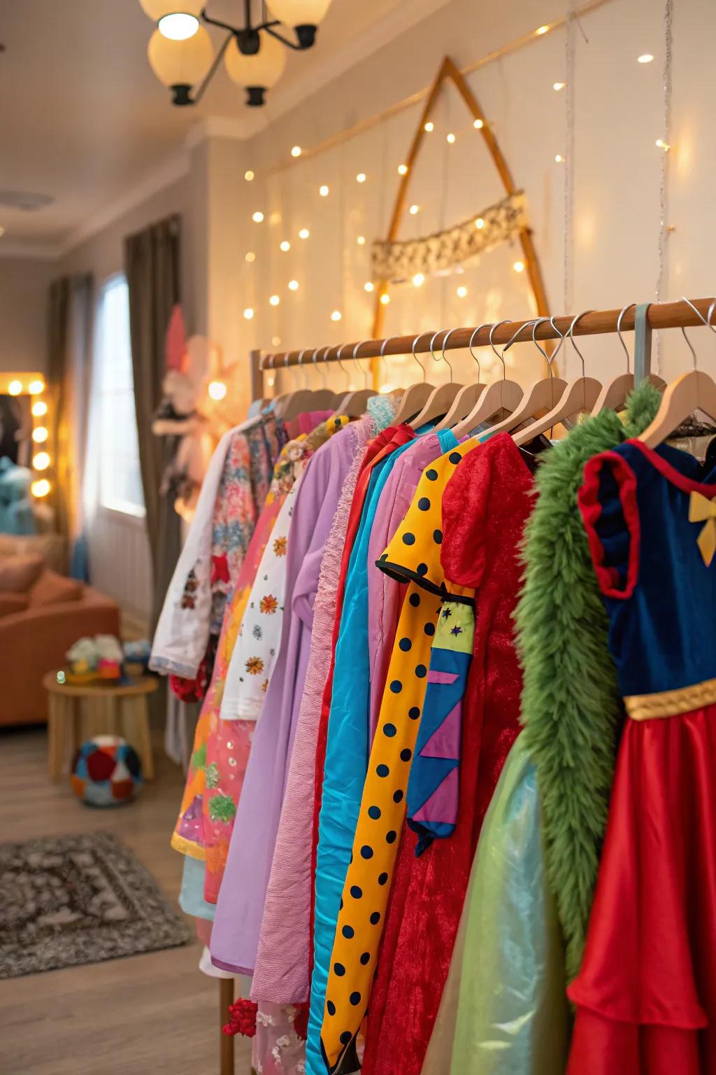 Soft hangers keep costumes perfectly in place.