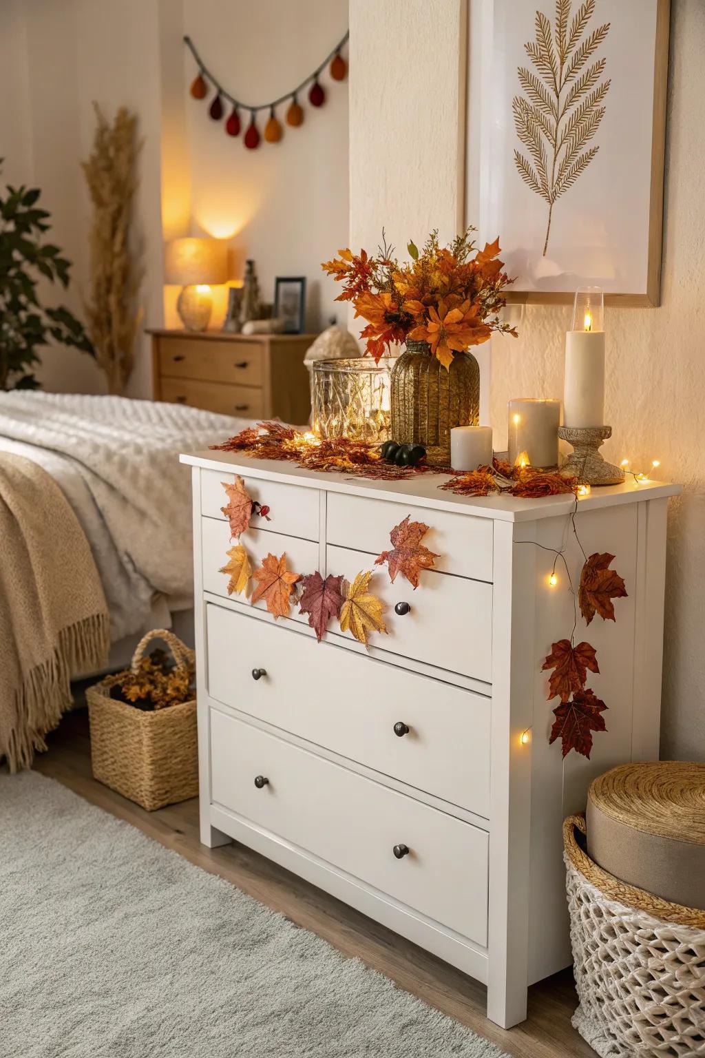 Switching decor with the seasons keeps your dresser revitalized.