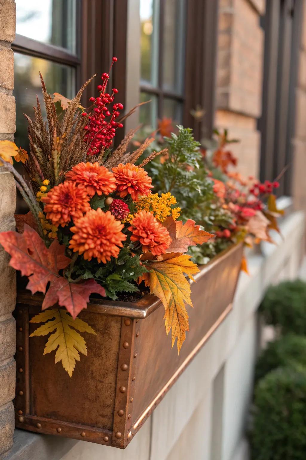 Metal beds add elegance to fall scenes.