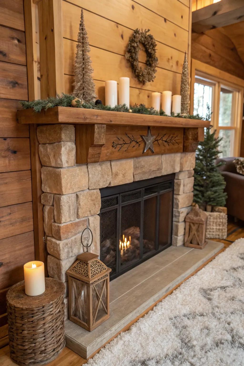 Natural wood adds warmth and a rustic touch.