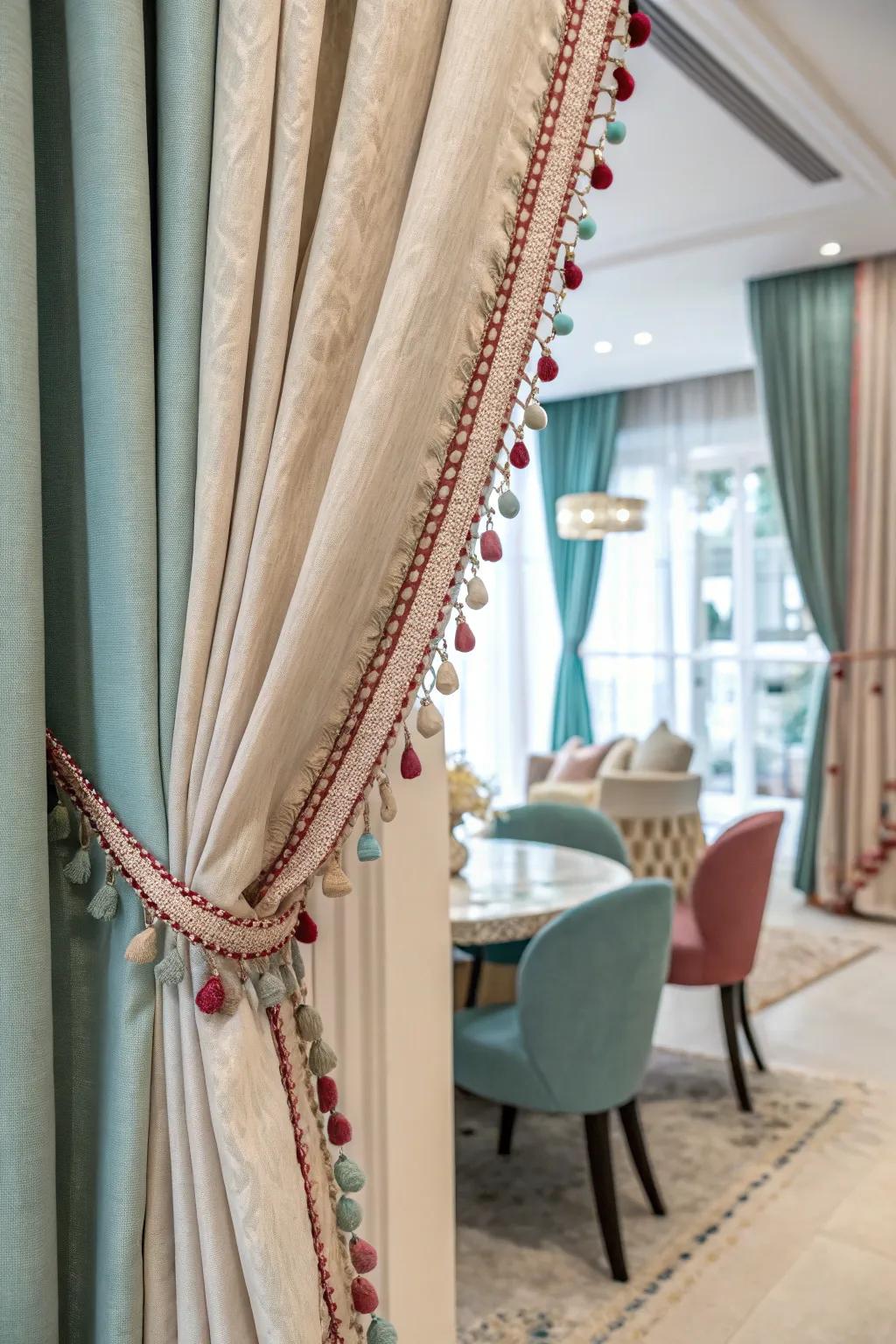 Unexpected adornments infuse a spirited yet refined impression.