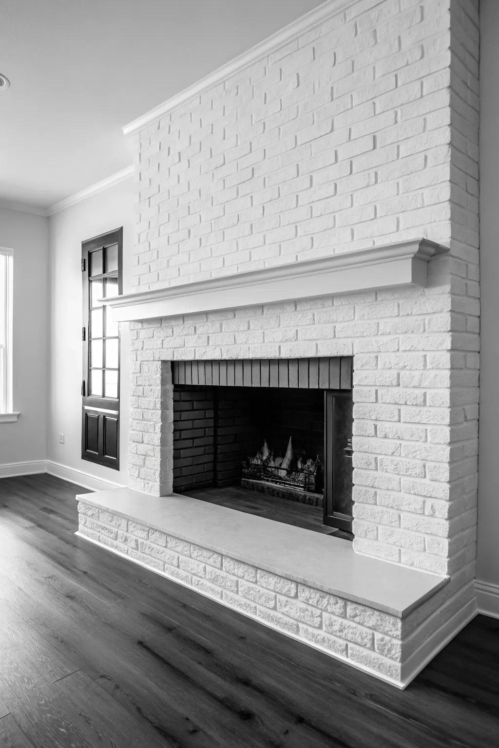 Achieve modern simplicity through a tone-on-tone fireplace.