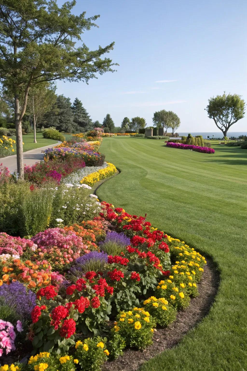 A serene verdant lawn impeccable for relaxation.