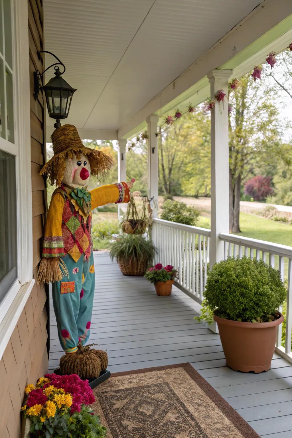 A whimsical field guard contributes a playful and unexpected center of focus to your veranda.