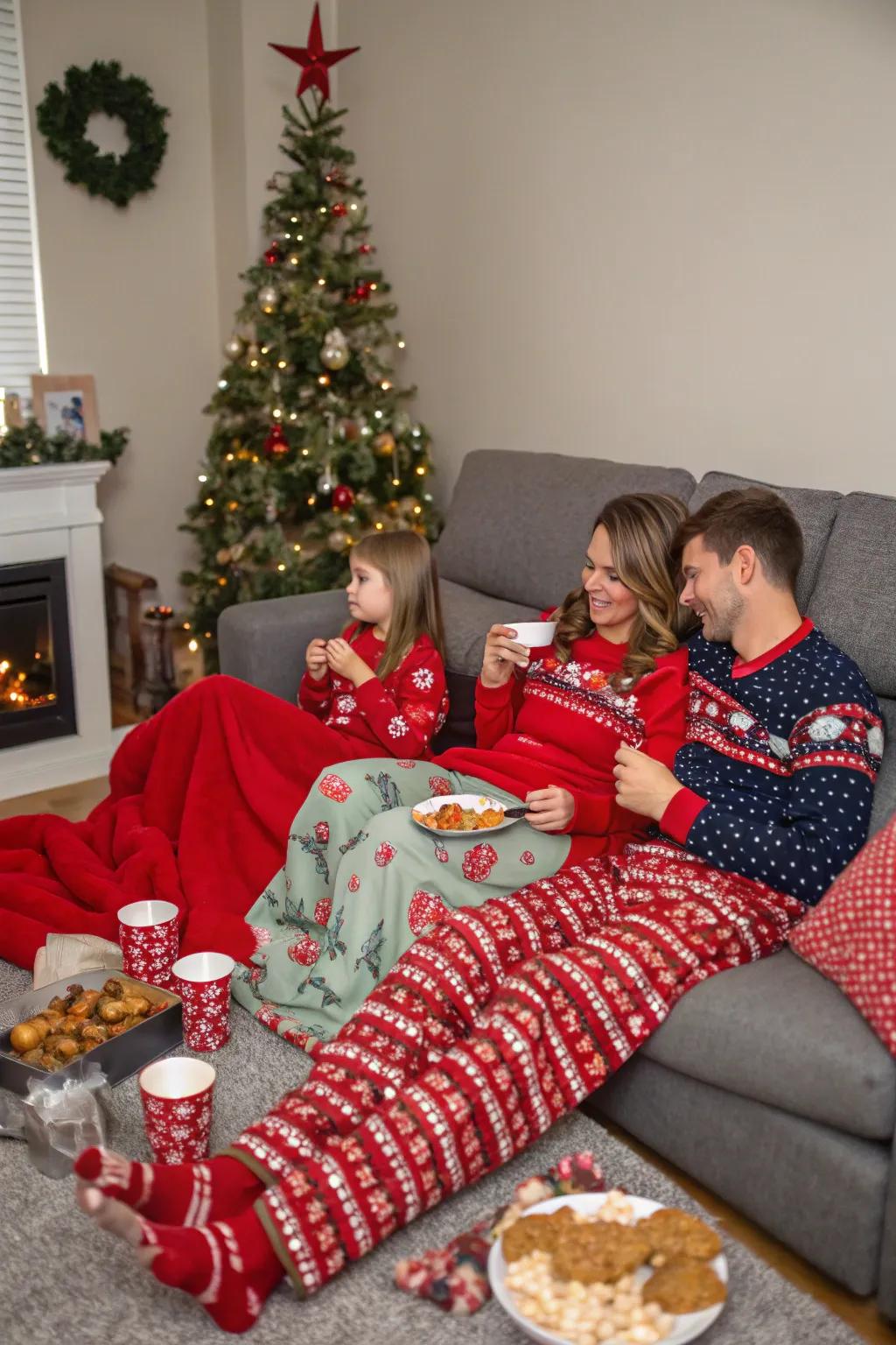 Unwind and delight in a snug Christmas pajama party.