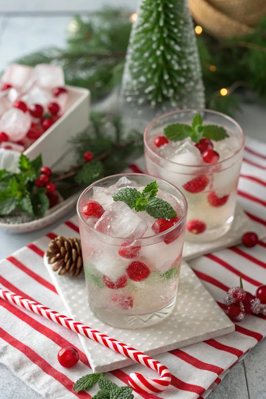 Peppermint ice for holiday refreshment.