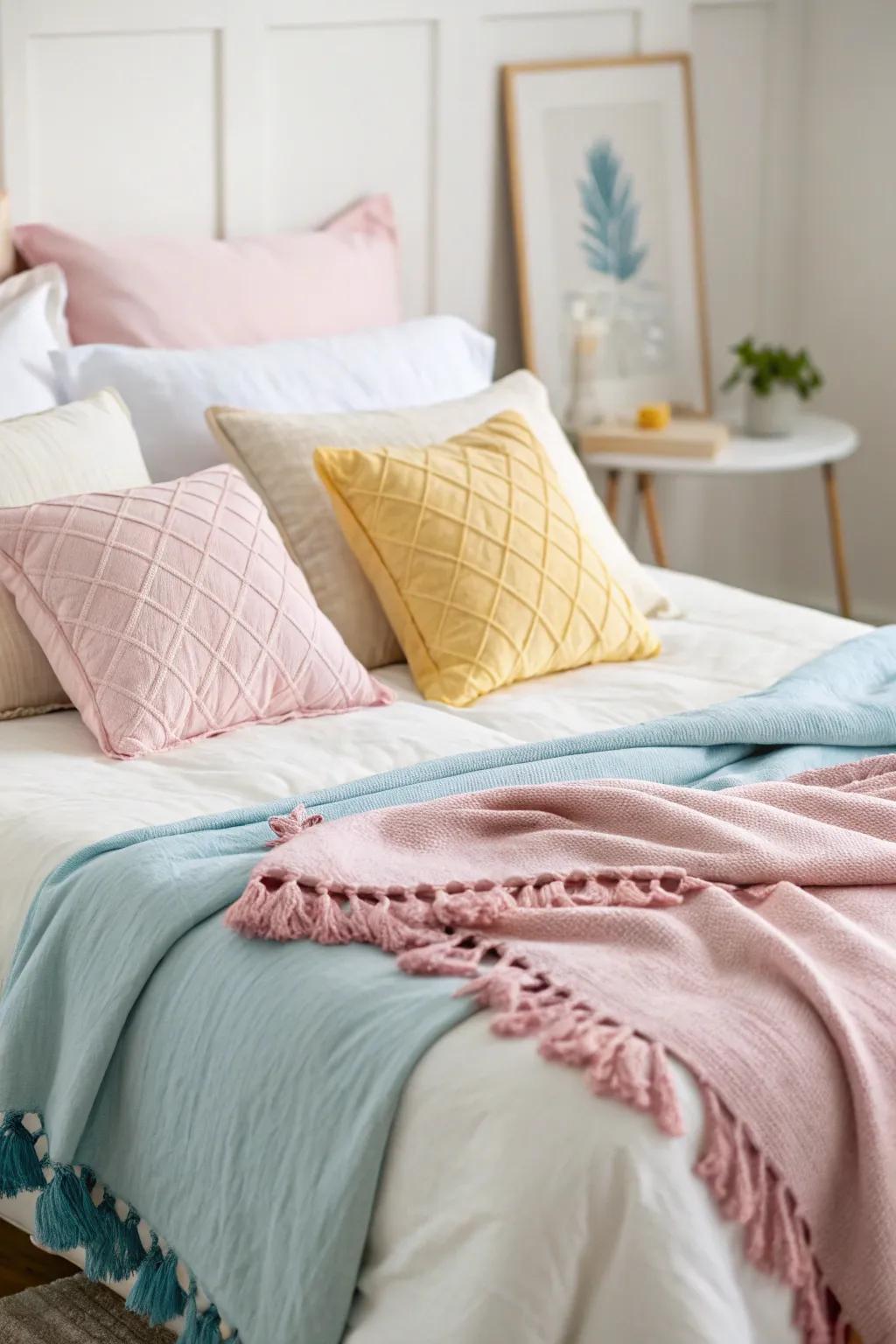 Pastel touches include a gentle burst of color.