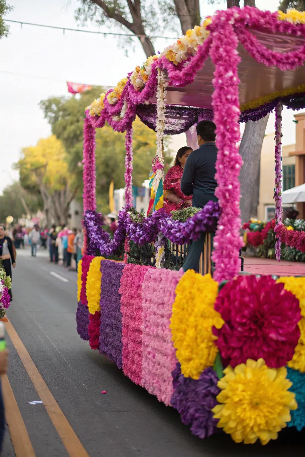 Craft paper flowers adding visual interest.