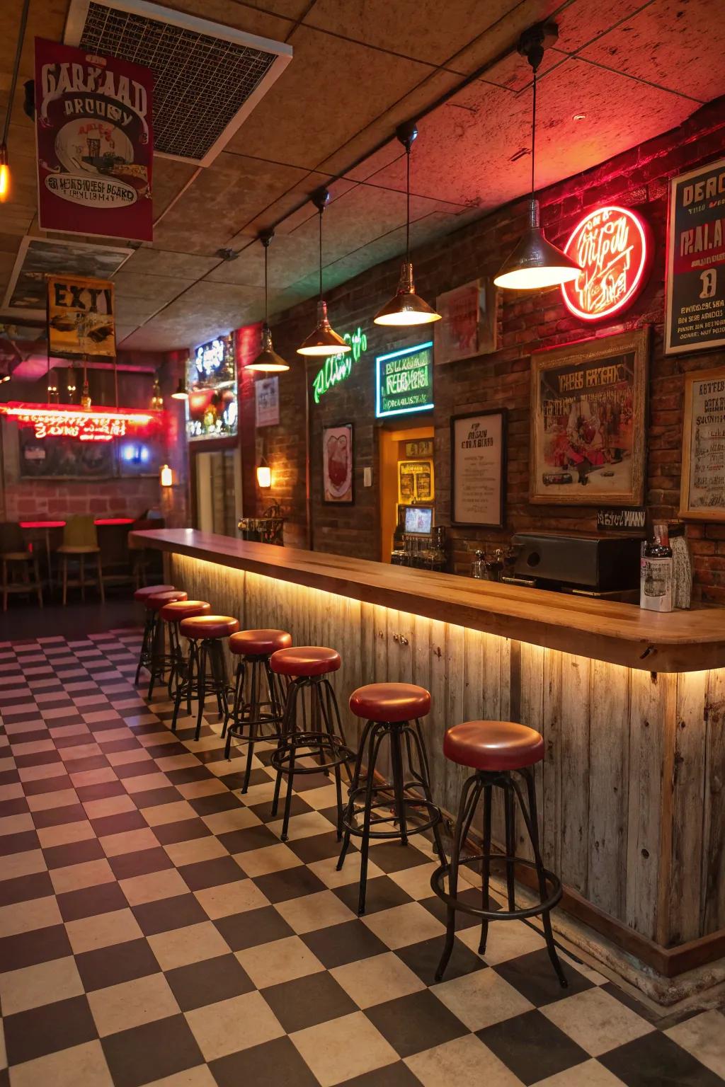 Use a diner in your basement to relive a bygone era.