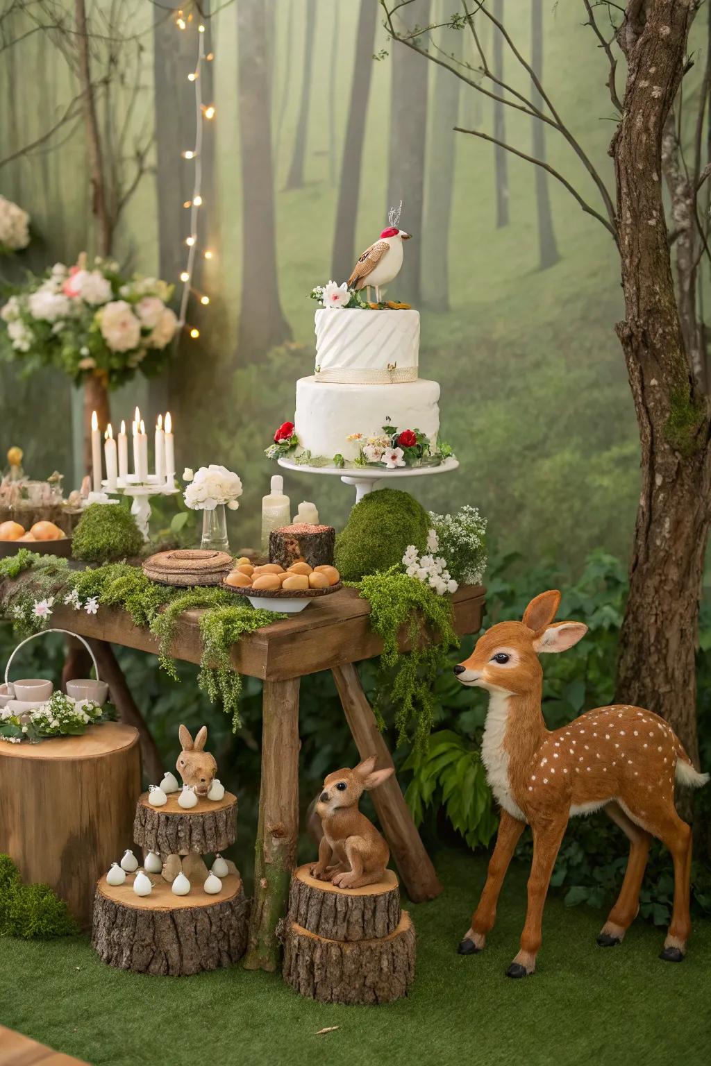 A cozy nature-inspired theme with woodland creatures making a warm atmosphere.