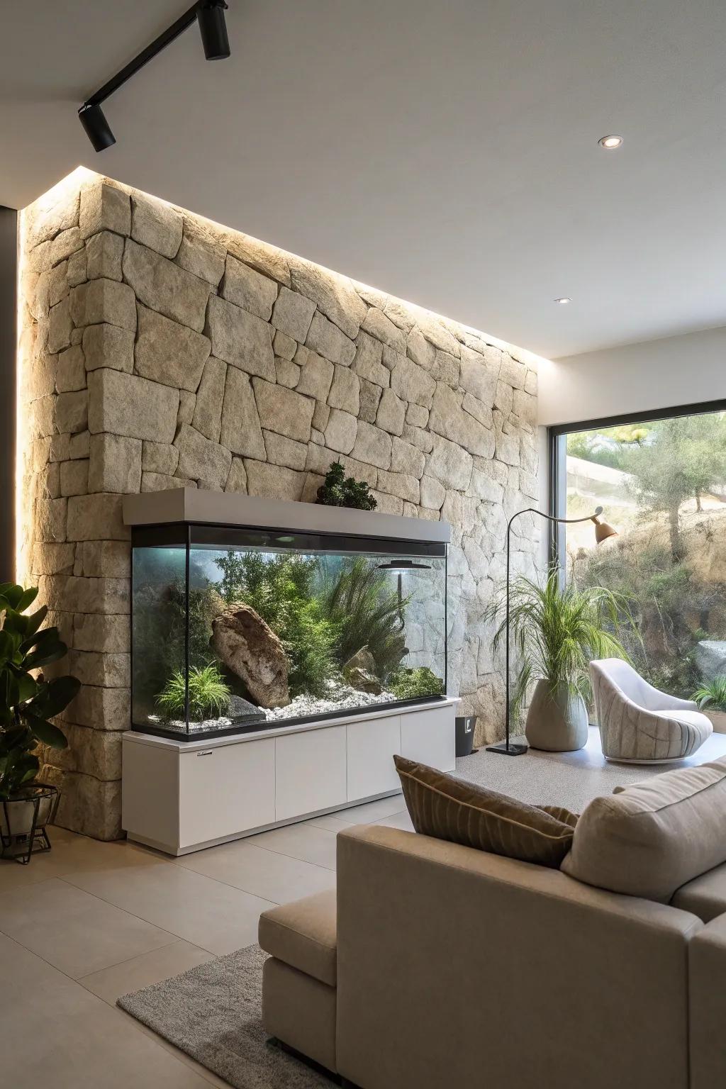 Enhance your space with a natural stone wall.