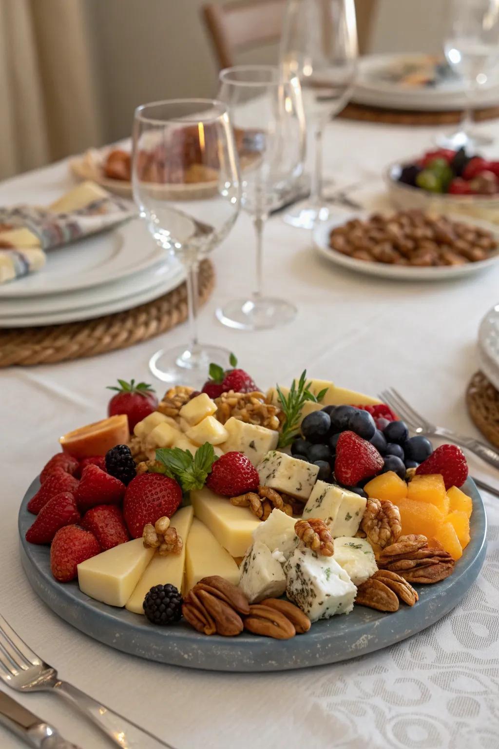 A delightful edible focus piece that serves as both decor and appetizer.