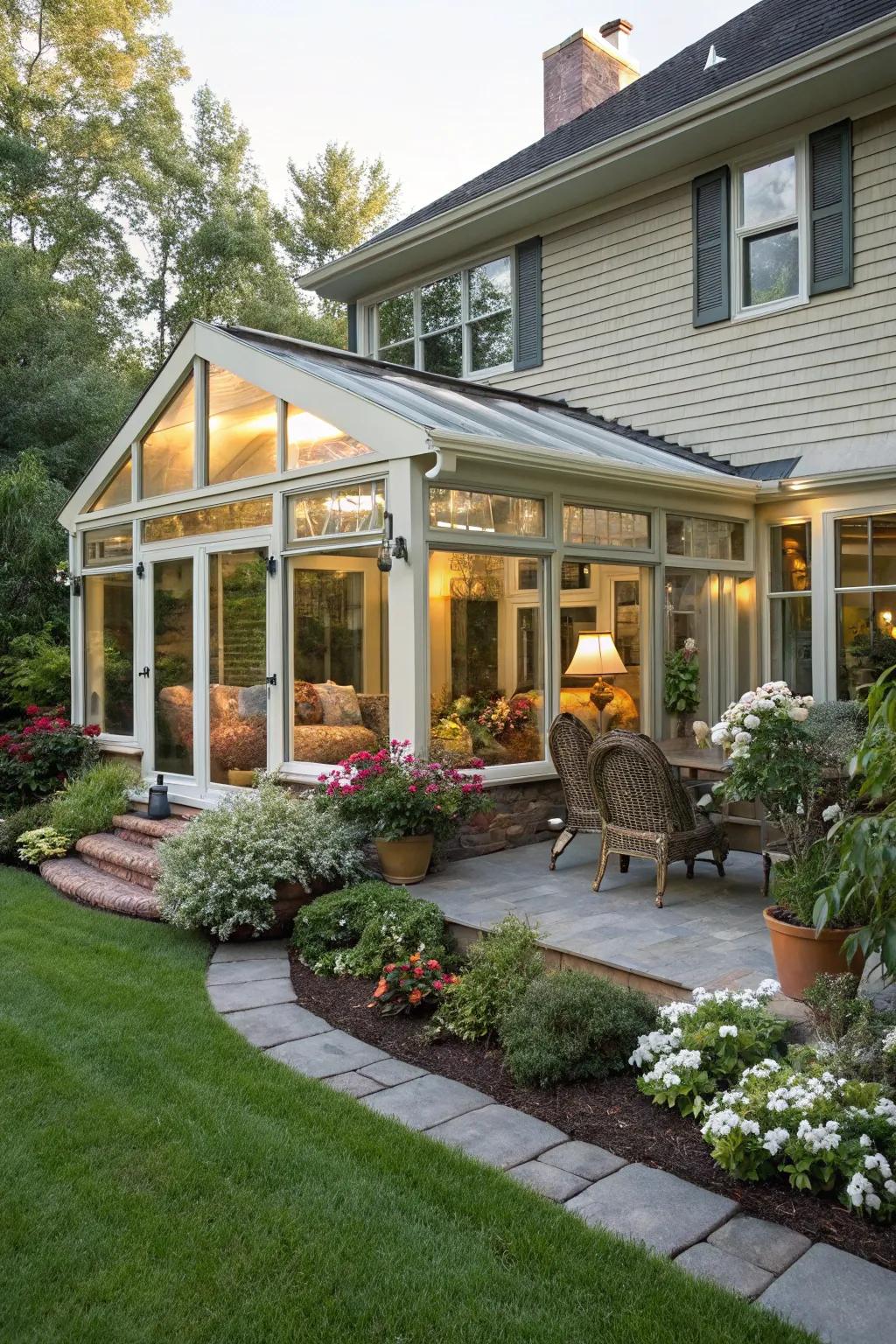 A sun parlor for year-round delight.