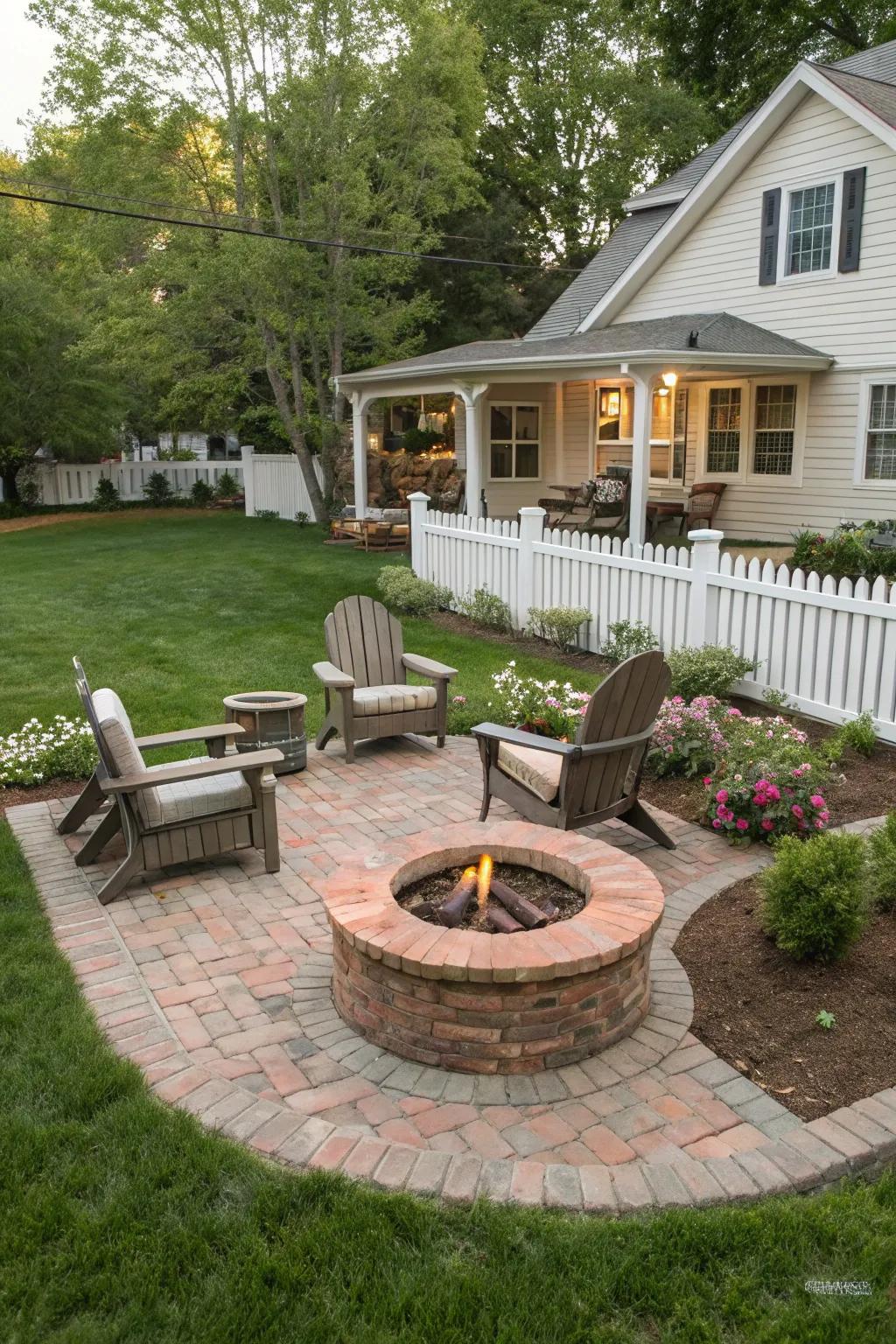 A stone hearth becomes the center of outdoor gatherings.