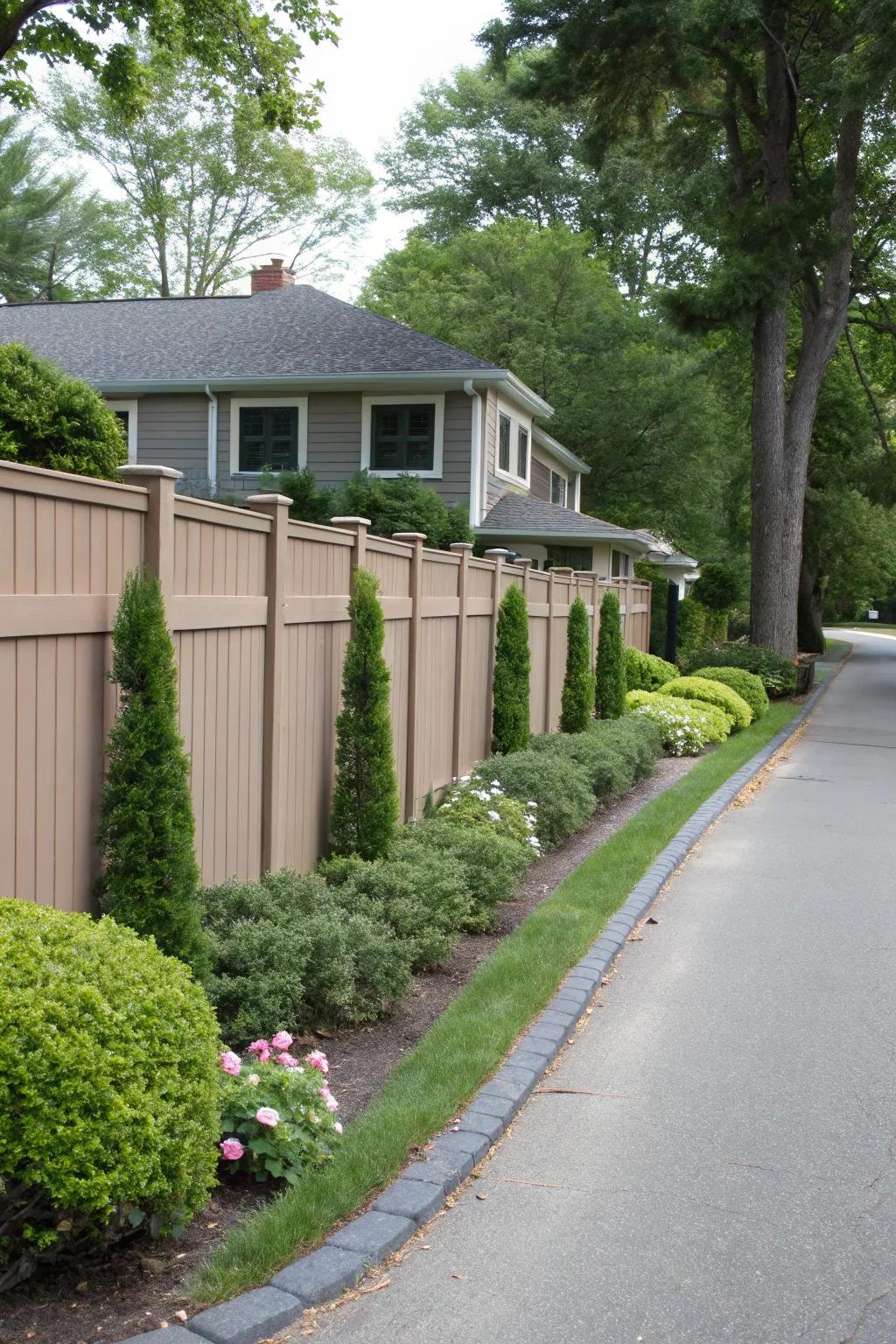 An eco-conscious manufactured boundary offers resilience and sustainability for this modern residence.