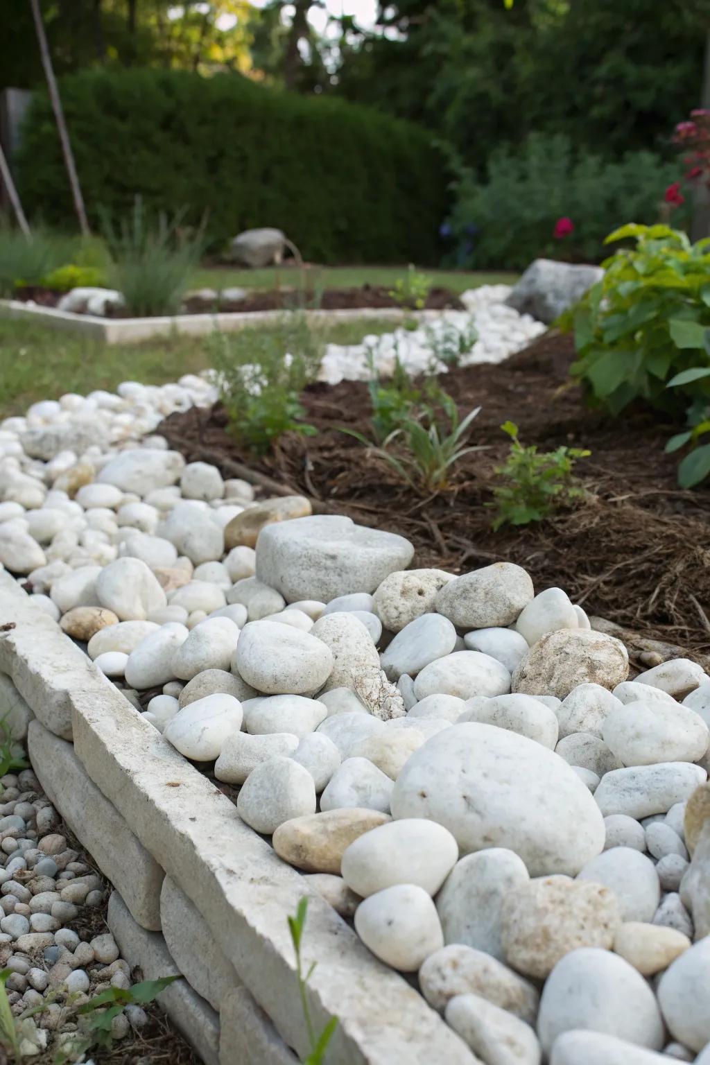 Layered rock sizes create depth and visual intrigue.