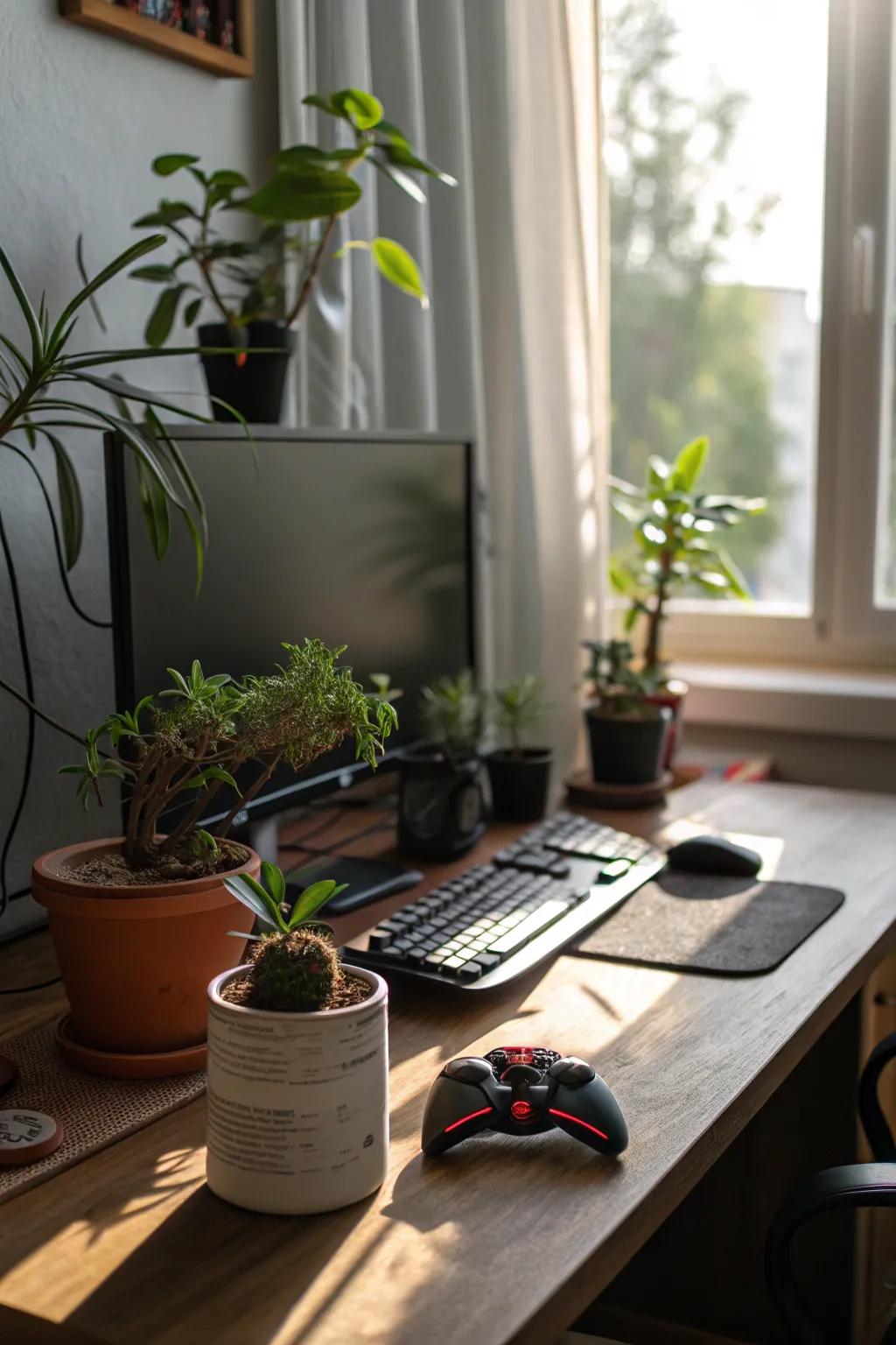 Plants introduce a refreshing and calming element to your gaming area.