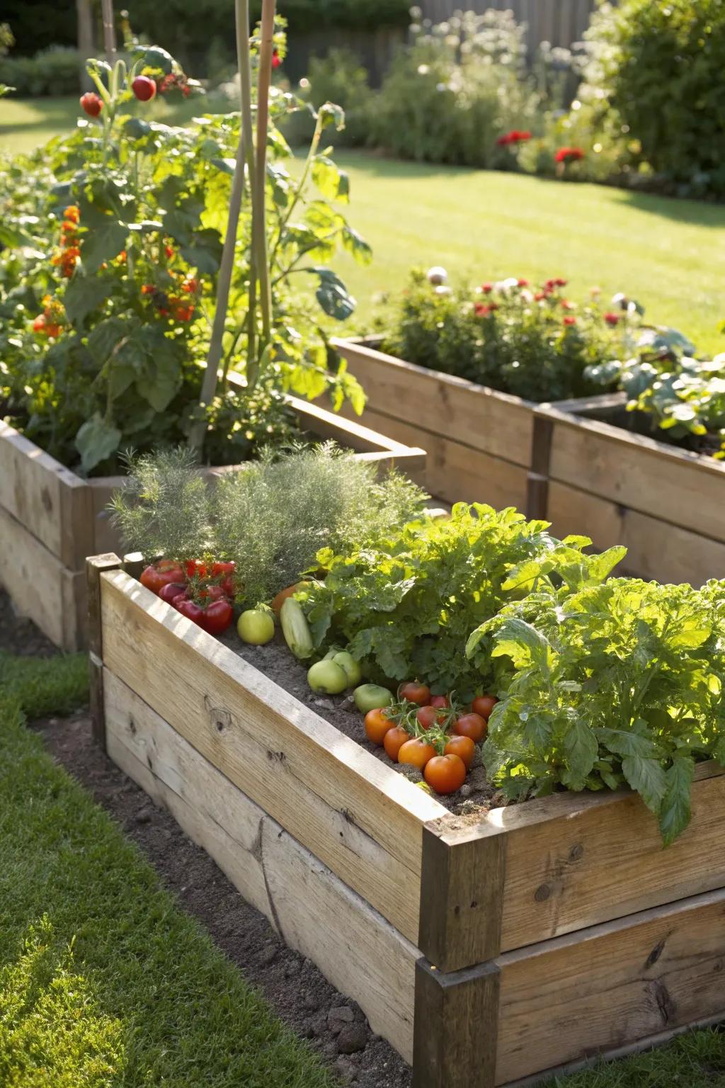 Raised beds are a practical and stylish choice for vegetable gardening.