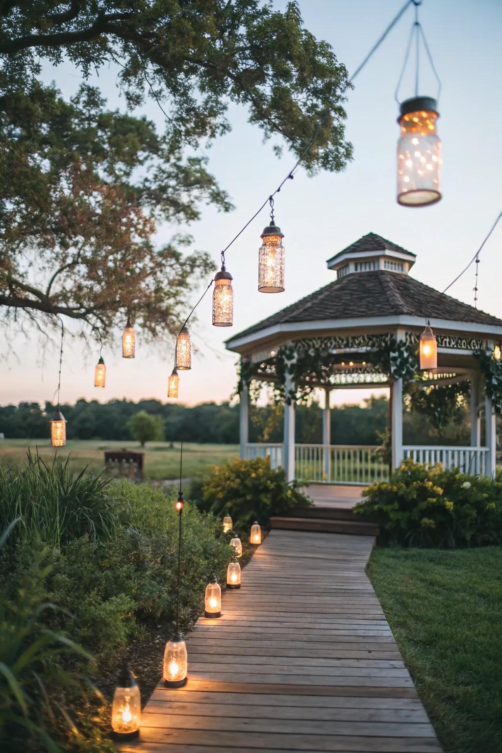 Preservation Vessel illuminations contribute country charisma to your gazebo.