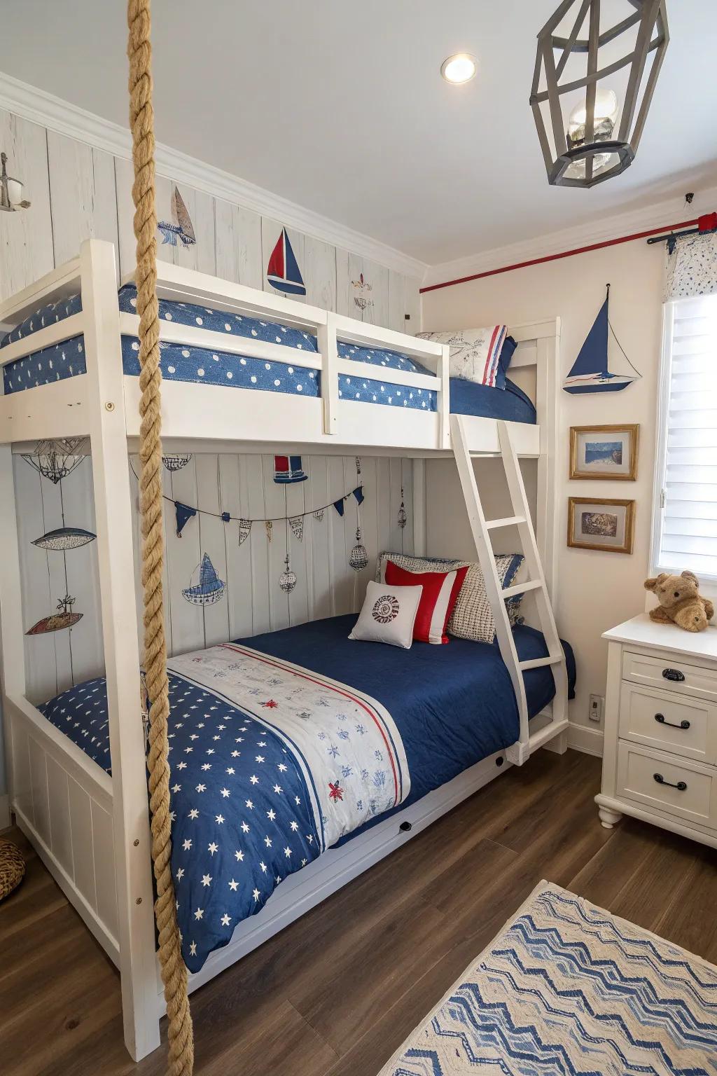 The nautical theme adds charm and character.