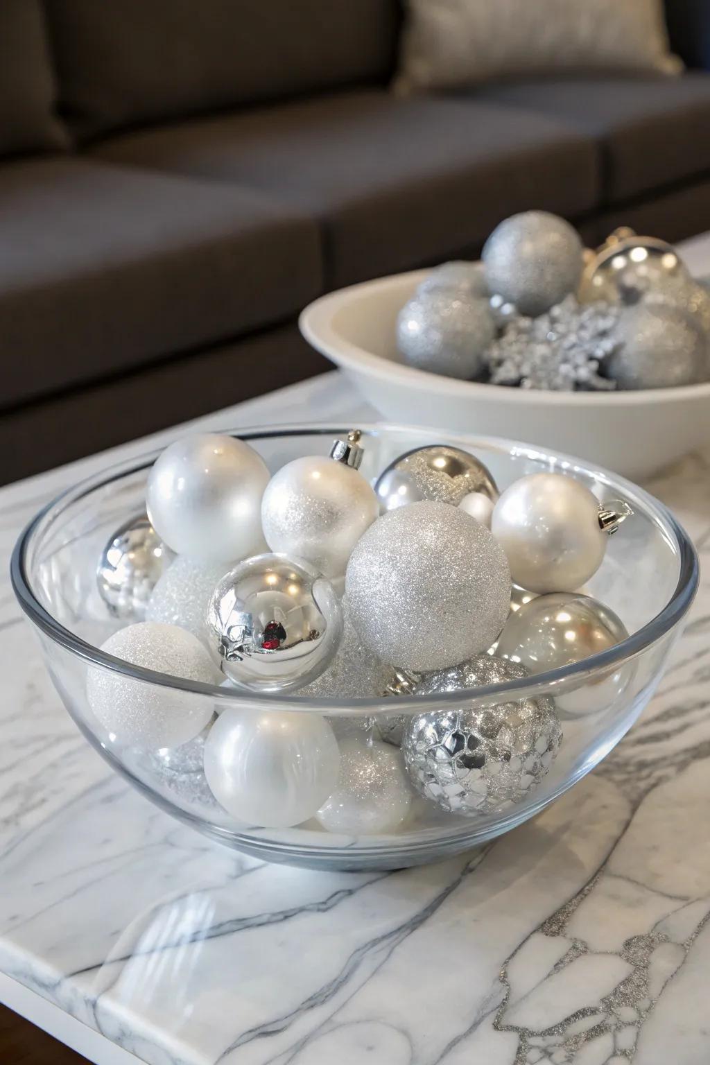 Refined frost through unblemished ornaments inside a crystal vessel.