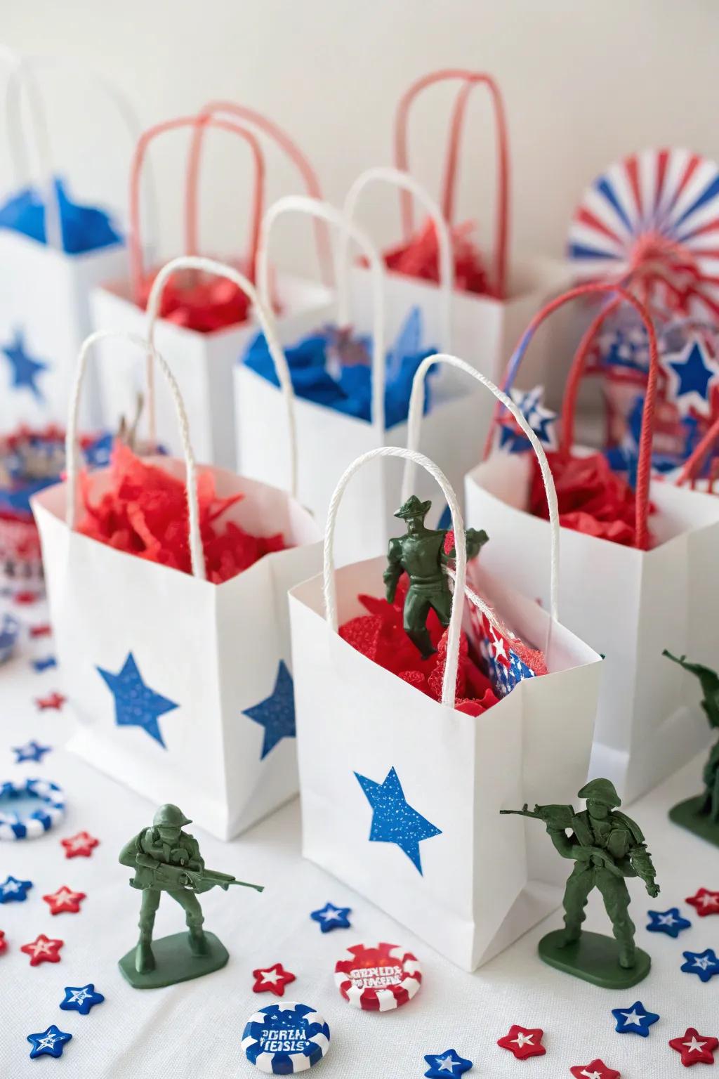 Toy soldier trinkets introduce a whimsical touch.