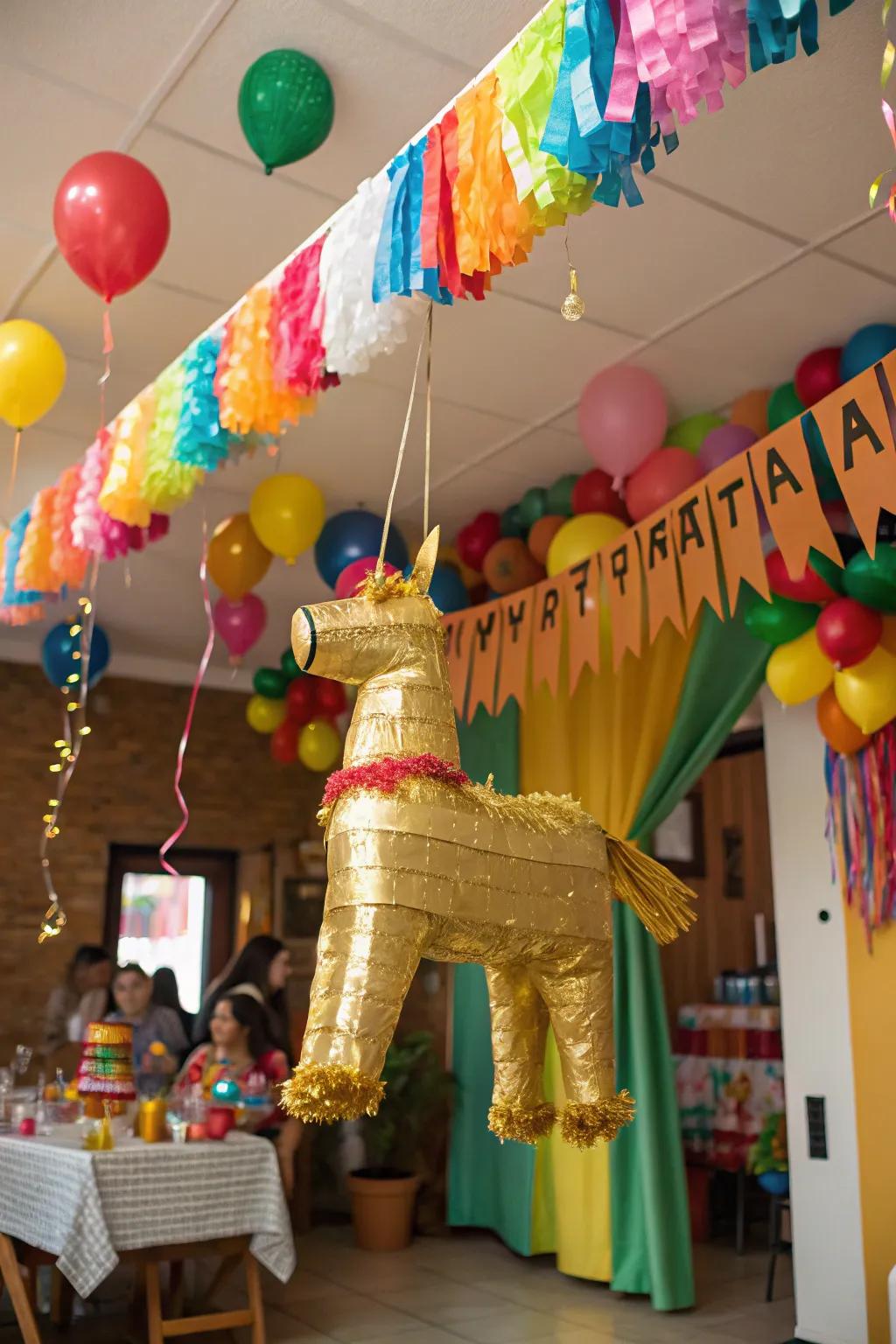 A gilded pi&ntilde;ata is both amusing and esthetic.