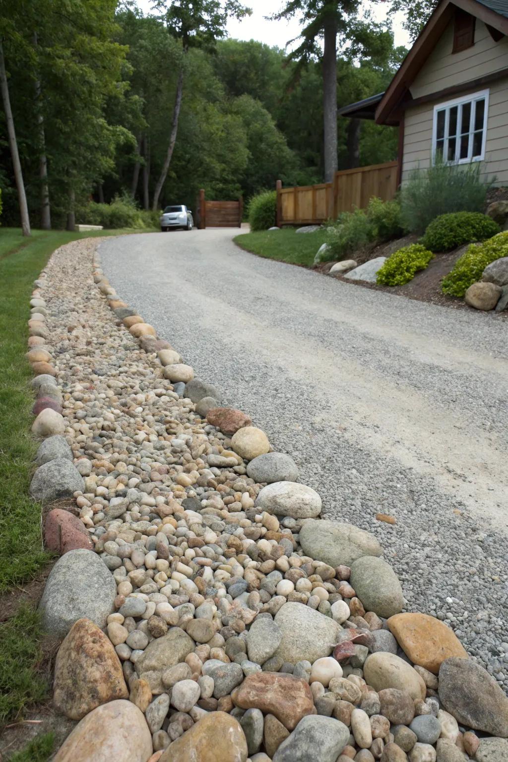 Stream rock borders furnish a smooth and organic shift.