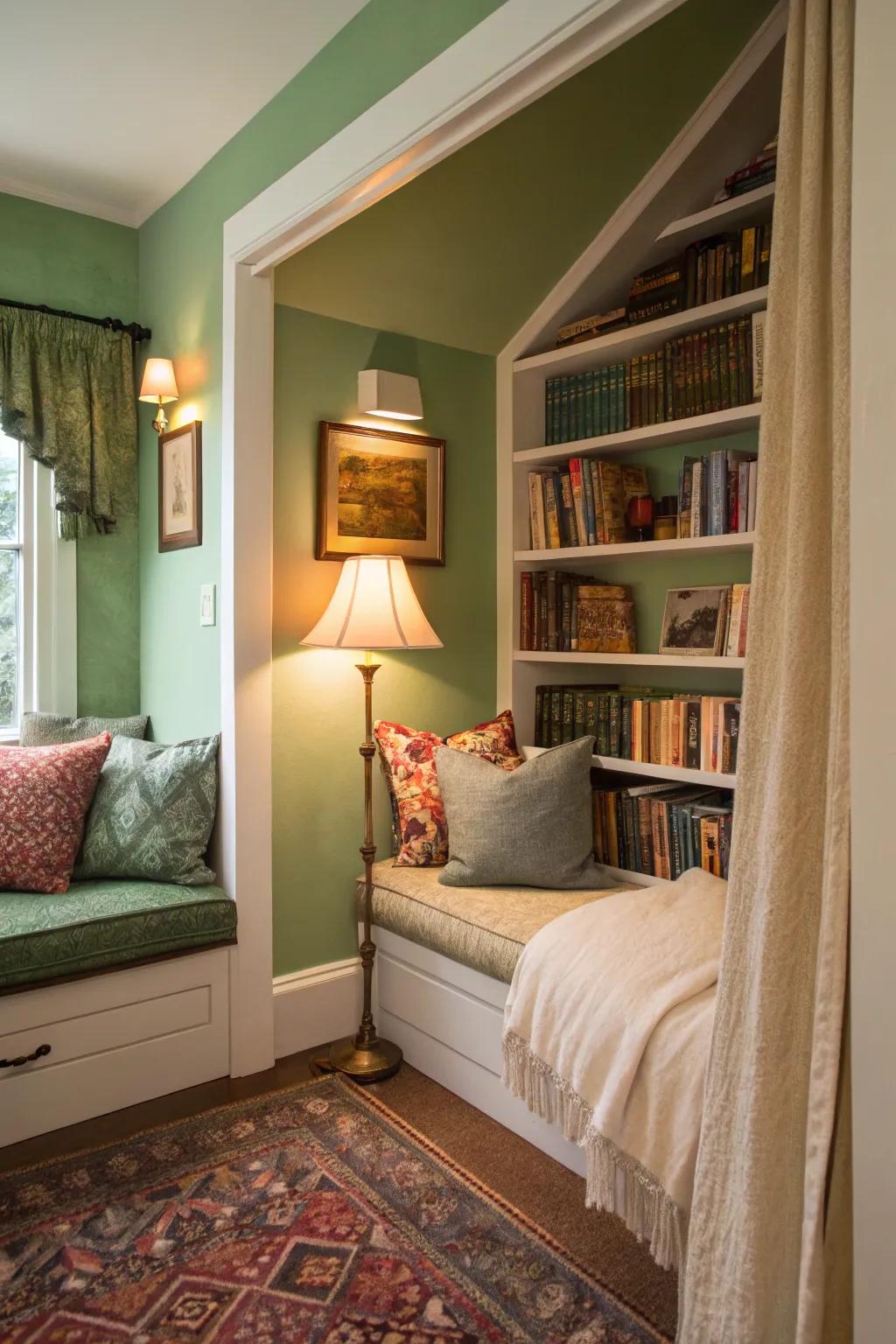 A reading nook where seating and greenery create a balanced escape.