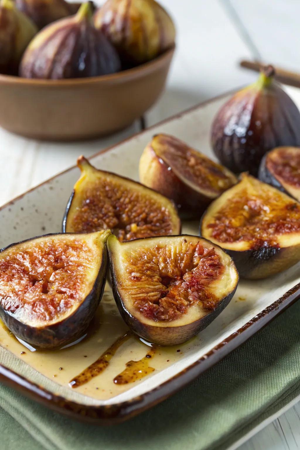 Sizzled figs offer a sweet and smoky diversion in the dessert realm.