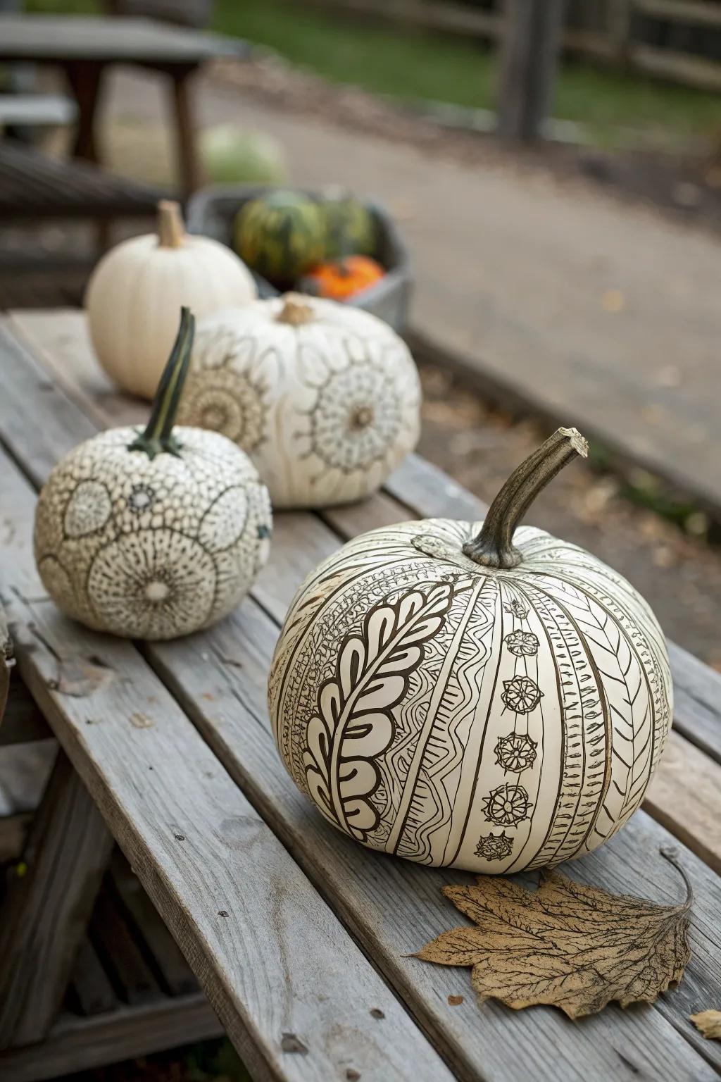 Zentangle pumpkins present a contemporary variation on tradition