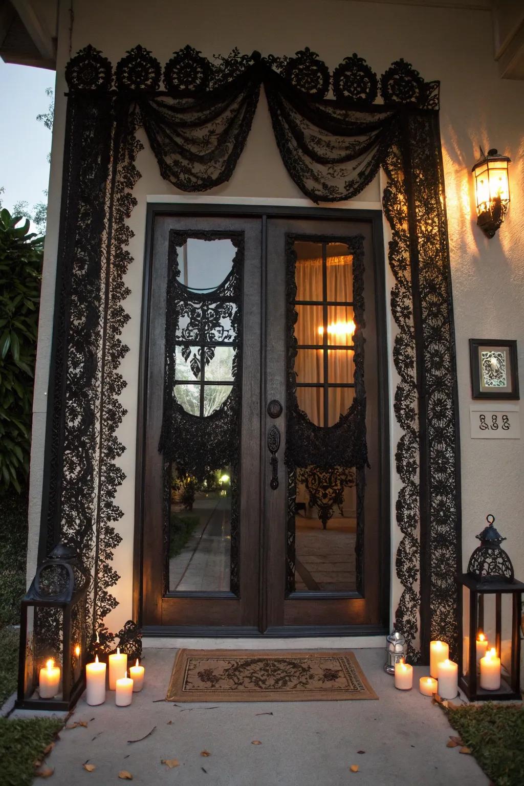 Gothic chic infuses a refined element into All Hallows’ Eve ornamentation.