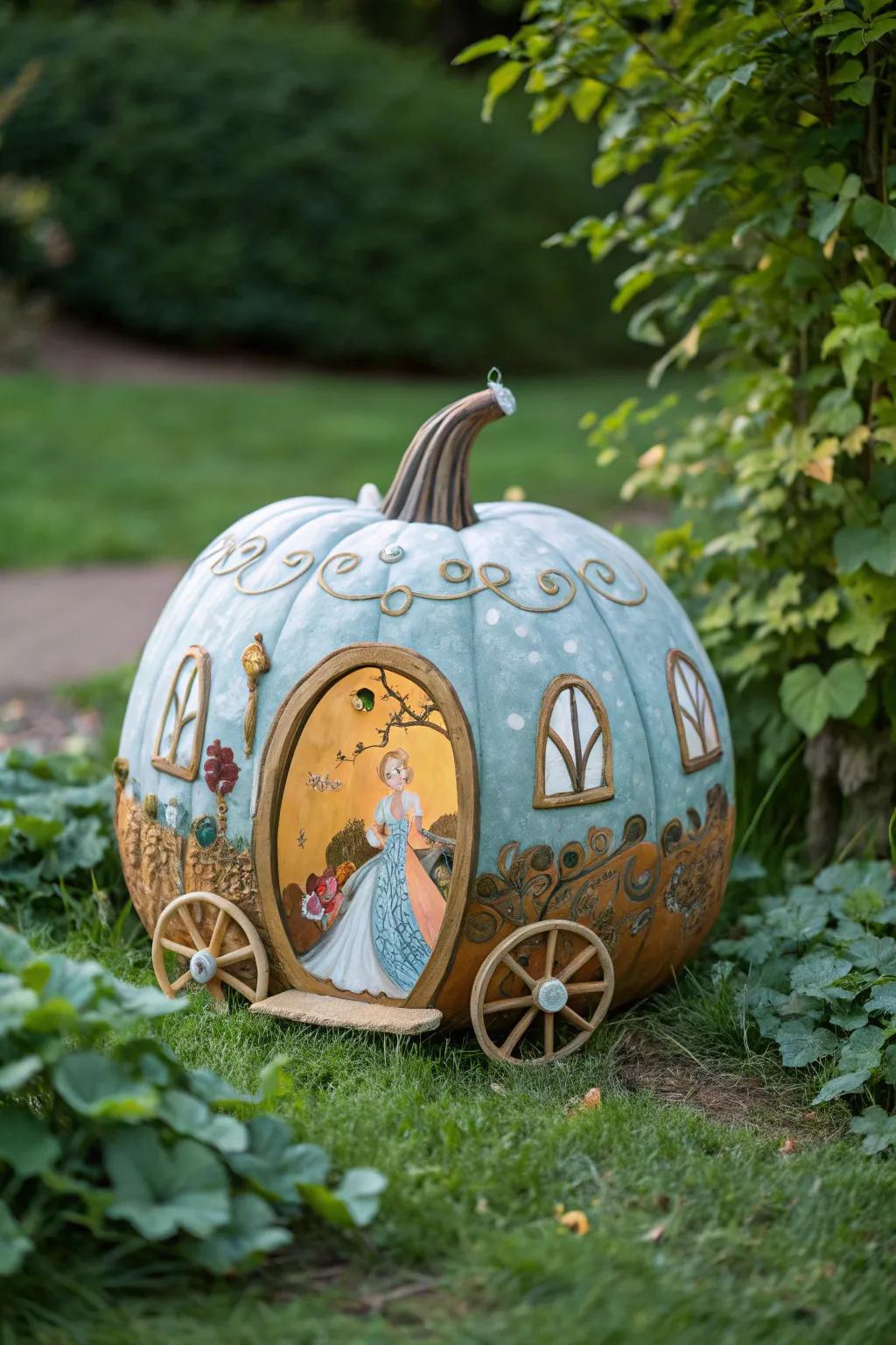 Bring fairytales to life with a magical pumpkin design that captures the imagination.