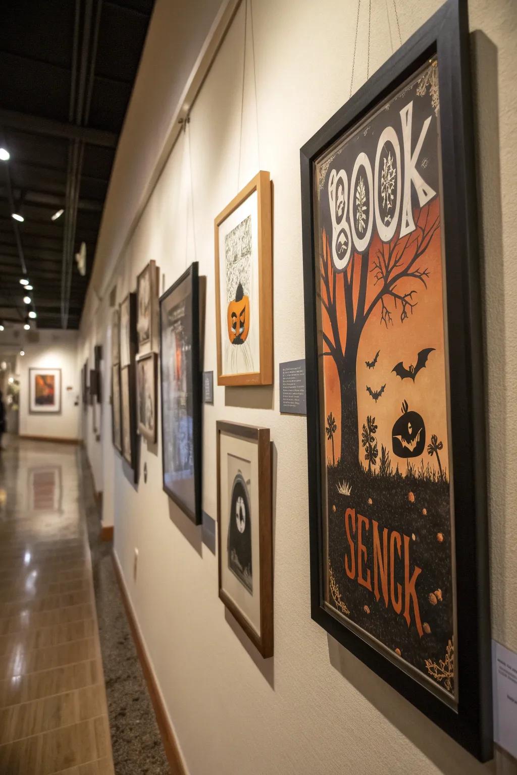 Adhesive film artistry transforms any wall into a Halloween gallery.