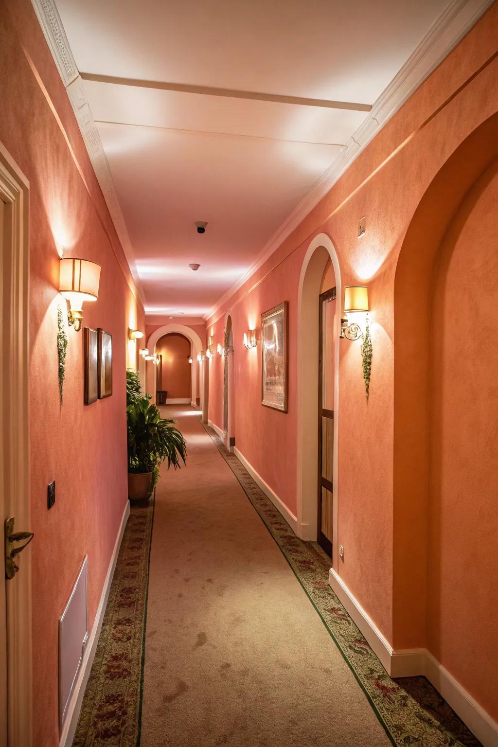 Balmy tones cultivate an inviting and snug atmosphere.