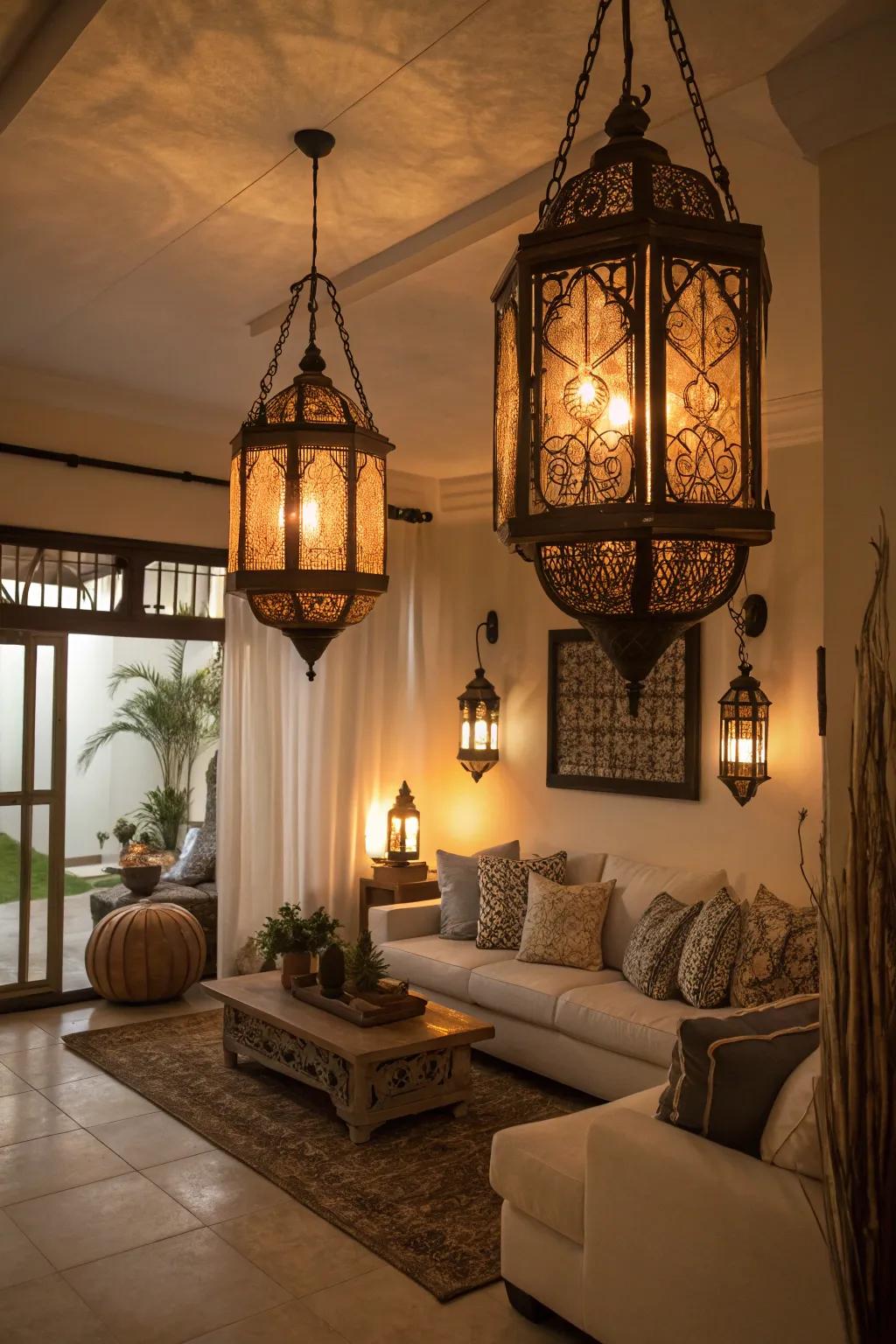 Lanterns introduce exotic style and cozy ambiance to your space.