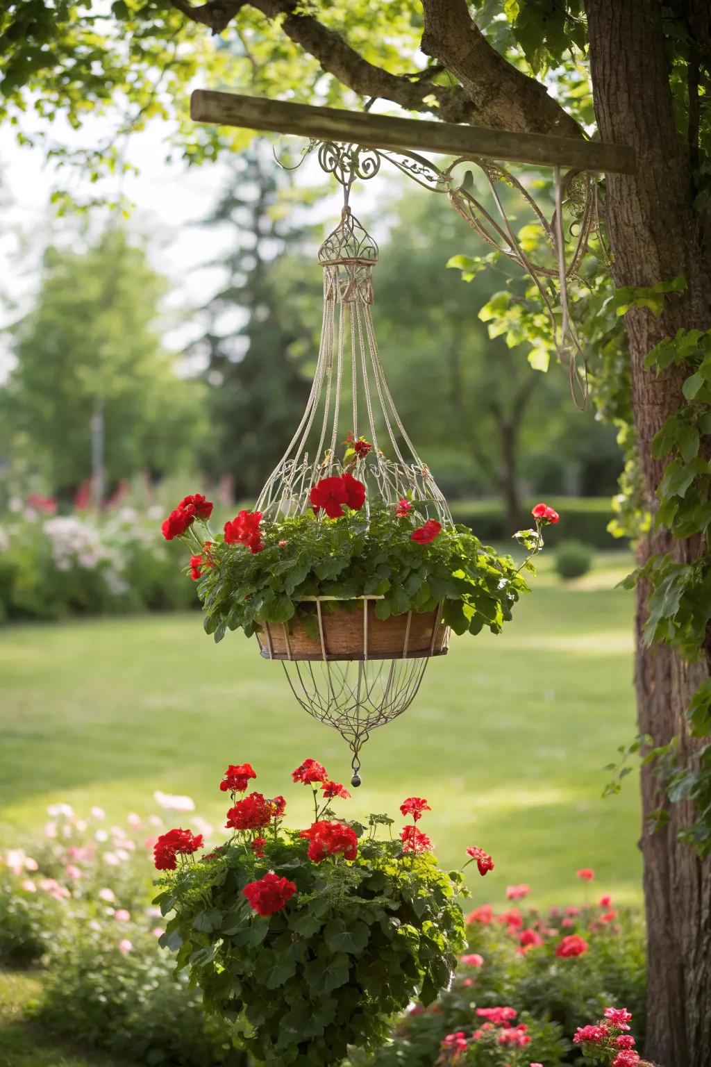 A chandelier of blooms adds drama to any space.