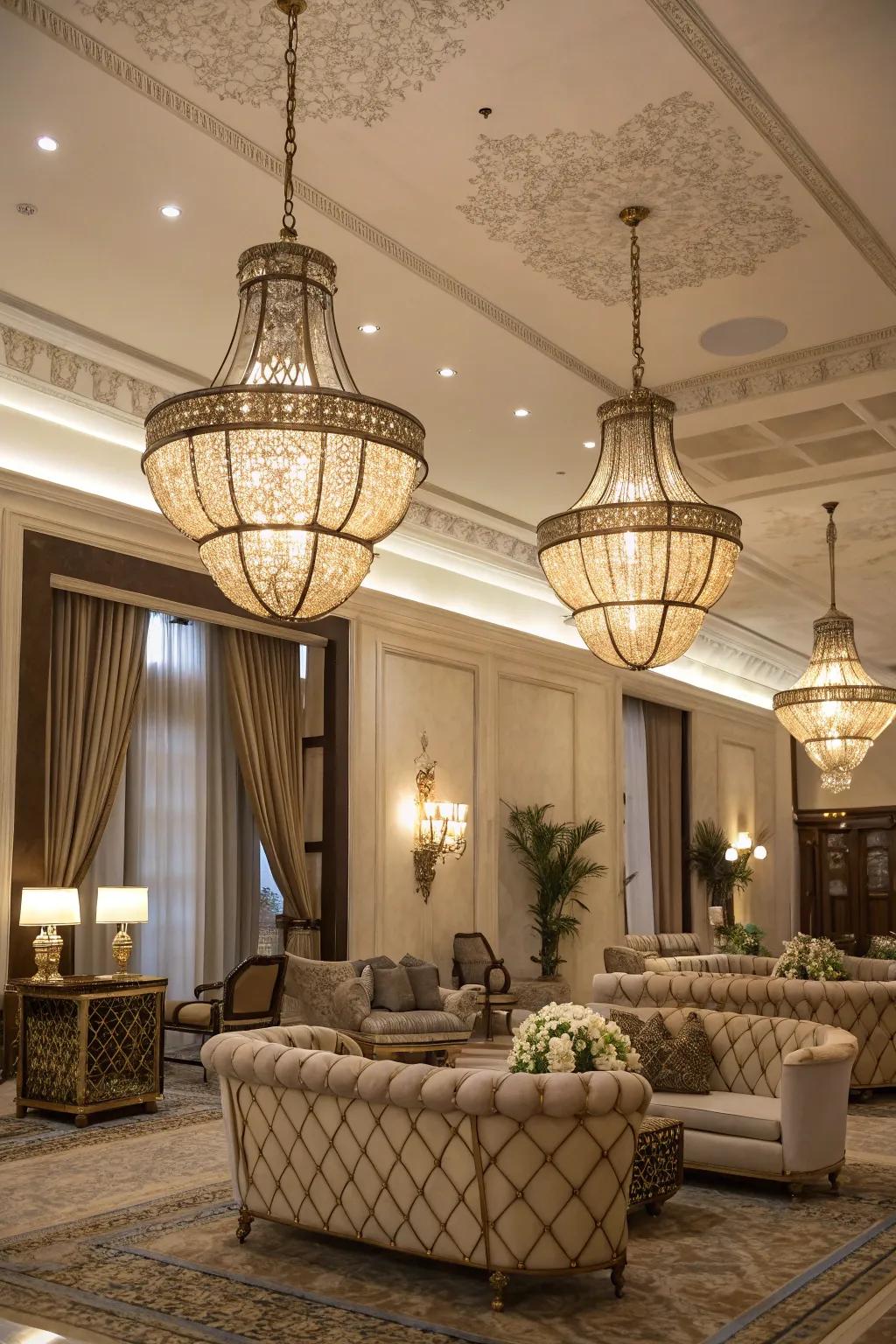 Antiquated lights incorporate a nostalgic impression of splendor.