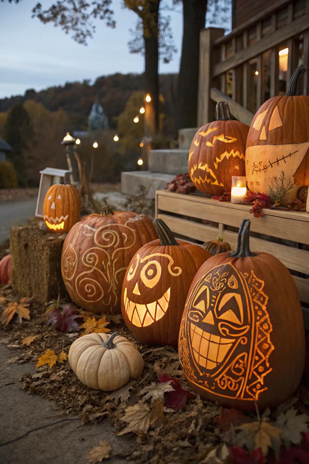 Inventive etched squashes from an amusing contest.