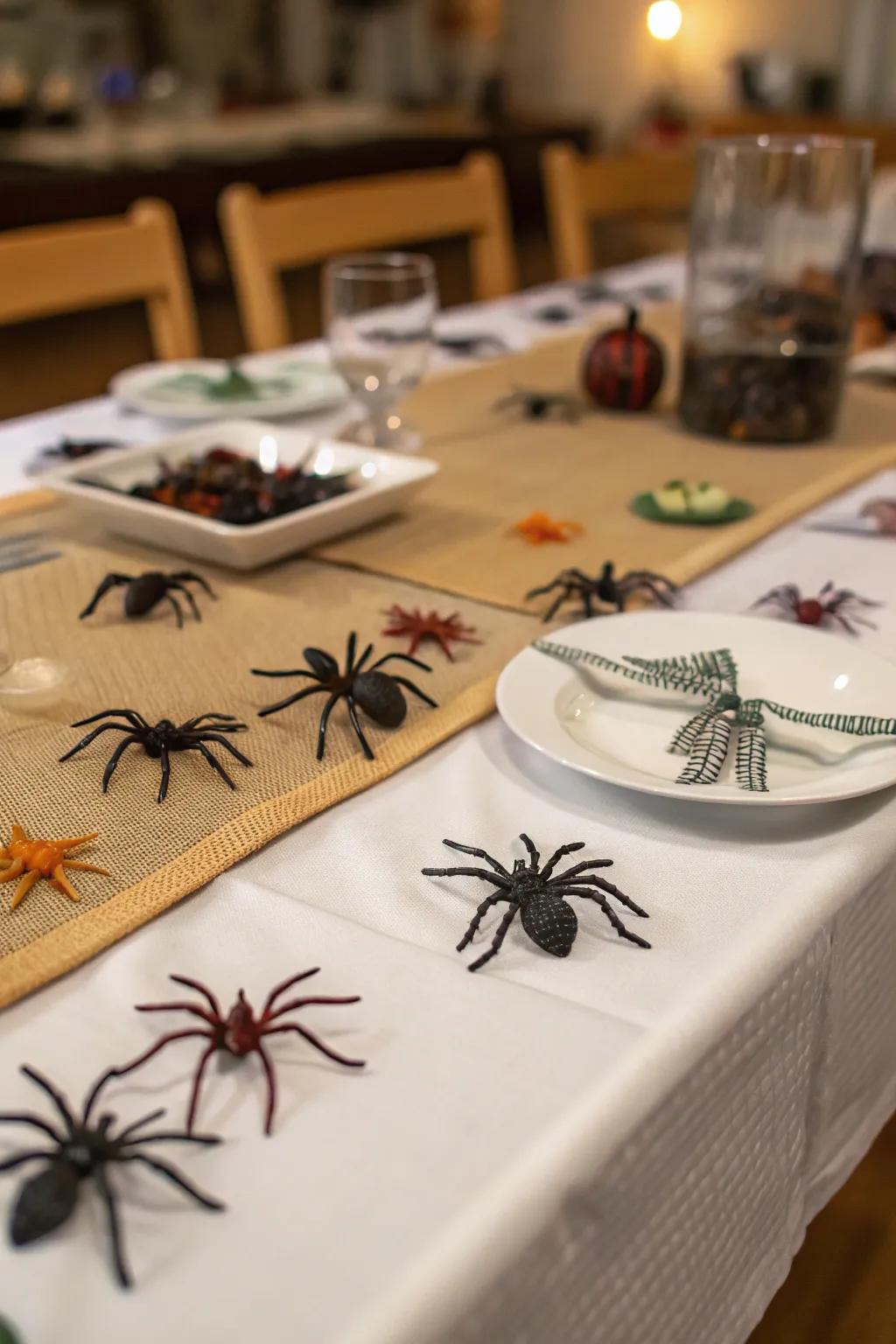 Infuse a dash of horror to your dining surface via creepy crawlies.
