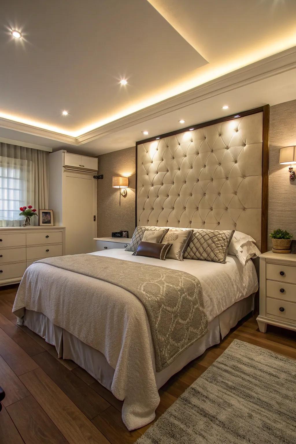 Inset lighting provides a streamlined and unobtrusive design.